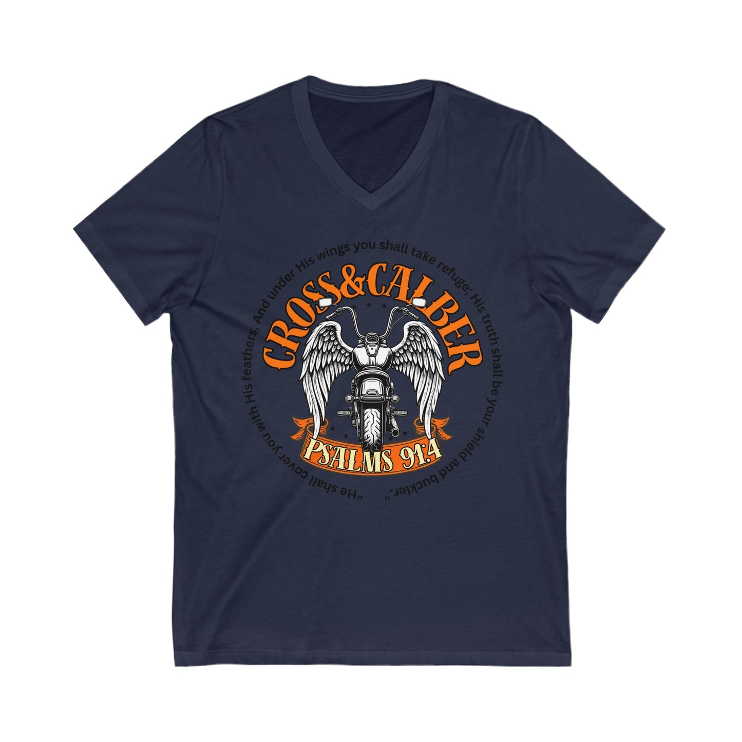 Cross & Caliber Psalms 91:4 Unisex V-Neck Tee - Faith and Freedom Apparel