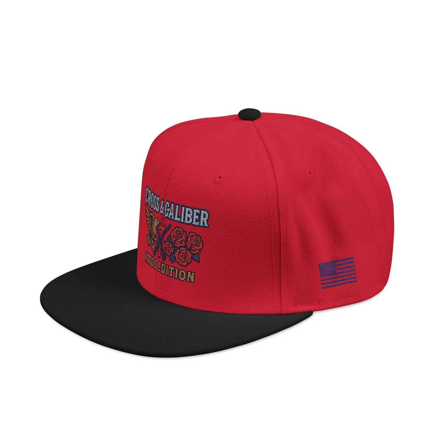 Embroidered Snapback Hat - Cross & Caliber Tattoo Edition