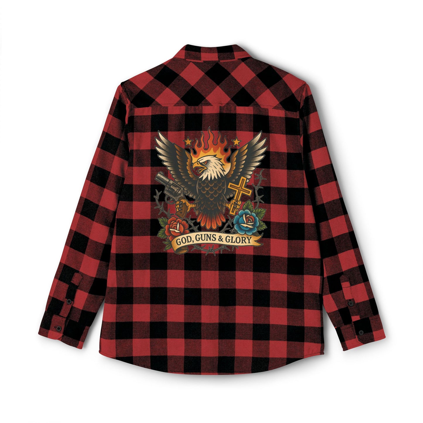 Unisex Flannel Shirt - God, Guns & Glory Design