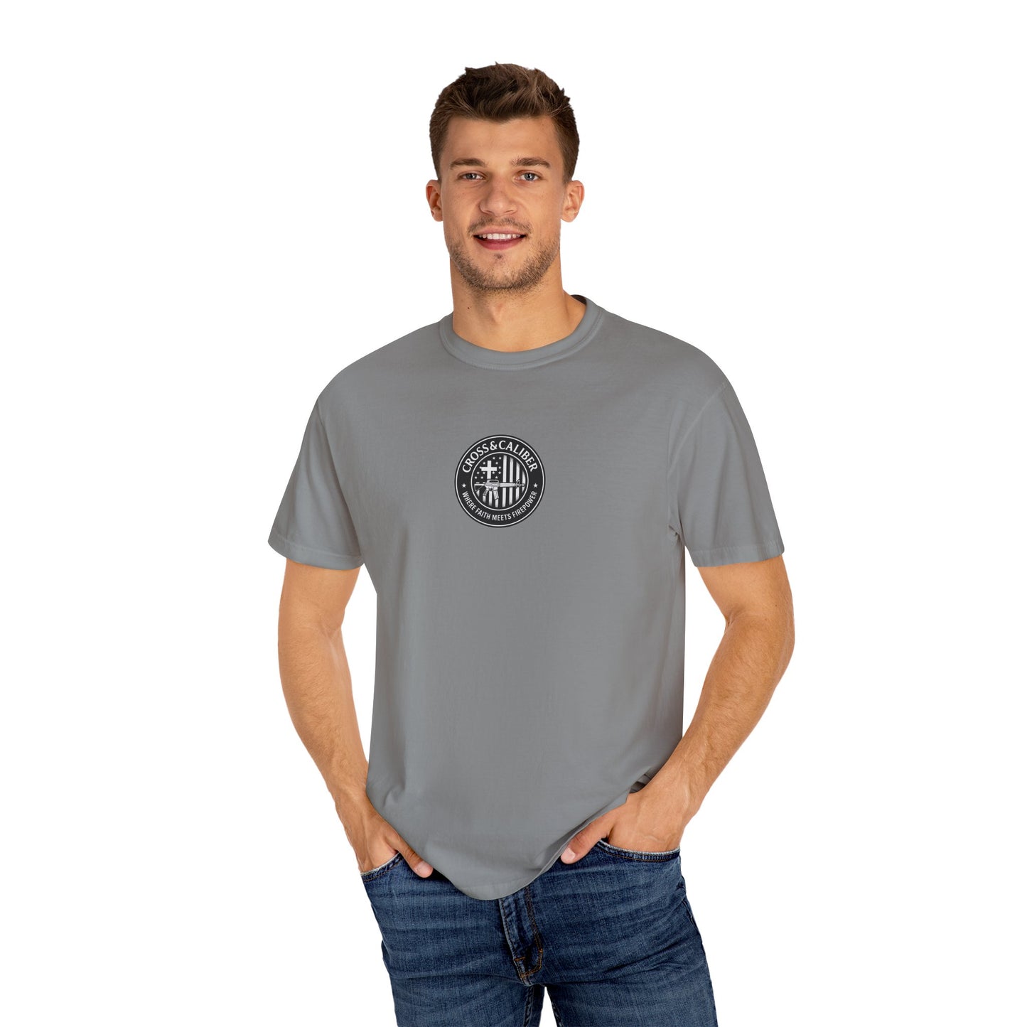 Motorcycle Enthusiast T-Shirt - Cross & Caliber Design with Inspirational Quote