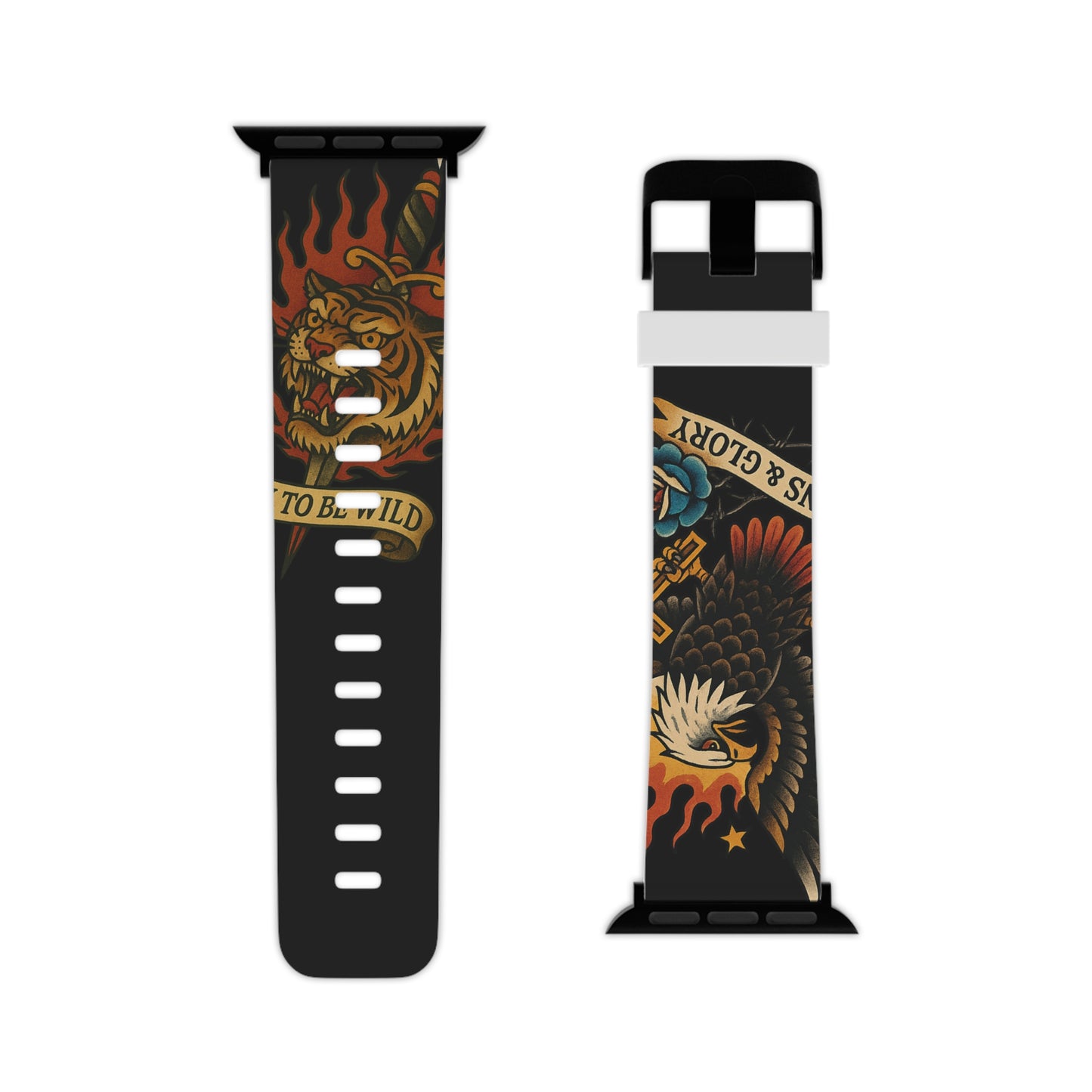 Bold Tattoo-Themed Apple Watch Band - 'Born to Be Wild' Design