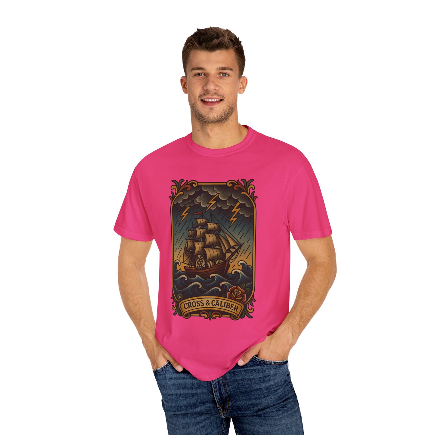 Nautical Tattoo T-Shirt - Cross & Caliber Design