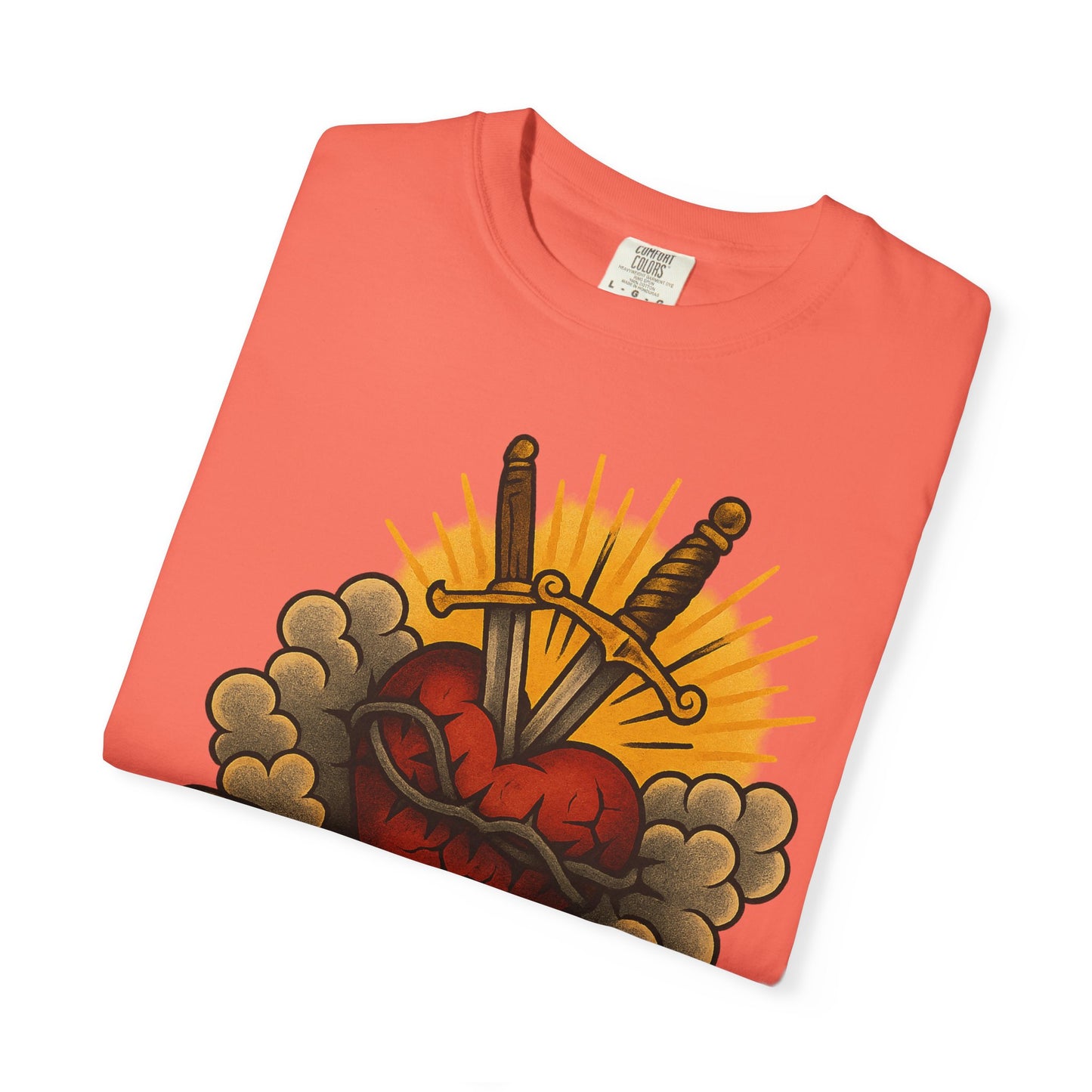 Faith Over Fear Unisex Garment-Dyed T-Shirt - Edgy Heart Design