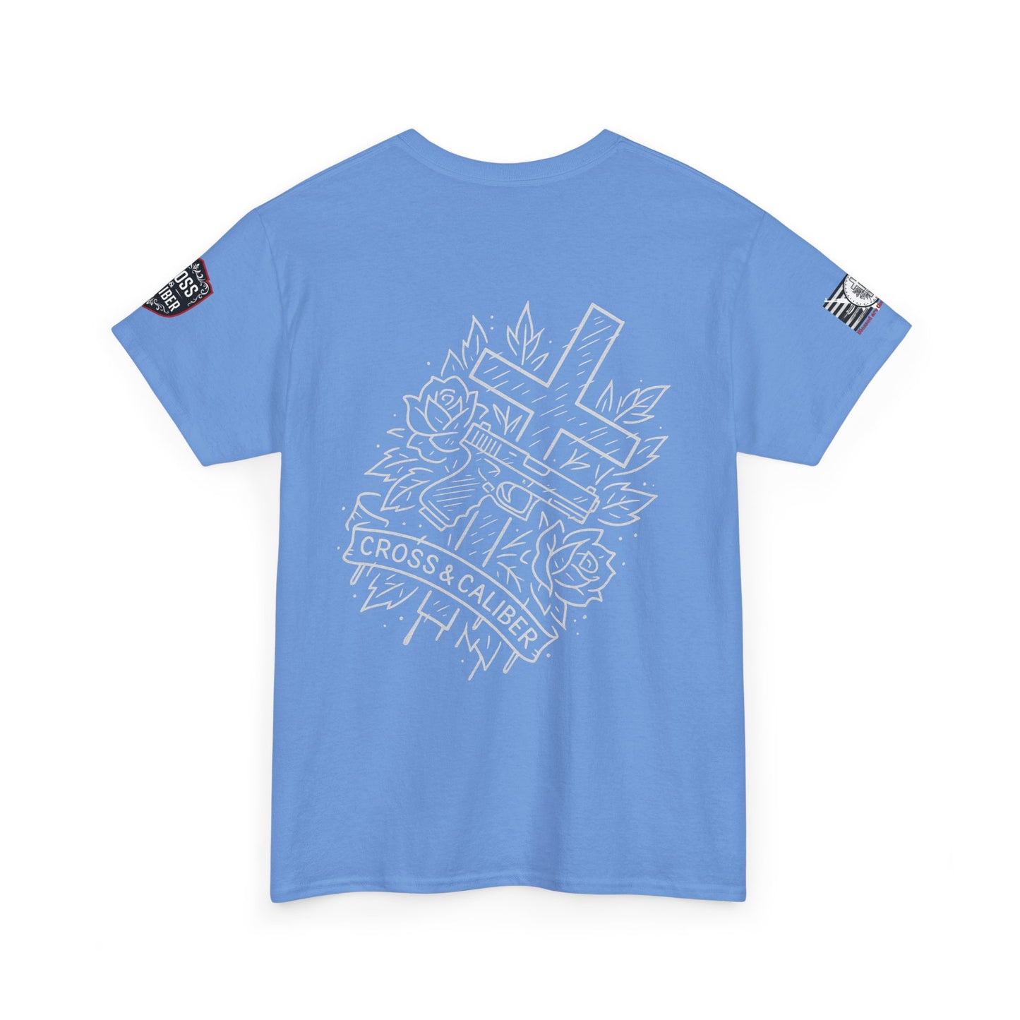 Bold Graphic Unisex Tee with Cross & Caliber Design, Casual Streetwear, Gift for Him or Her, Vintage Inspired T-Shirt,