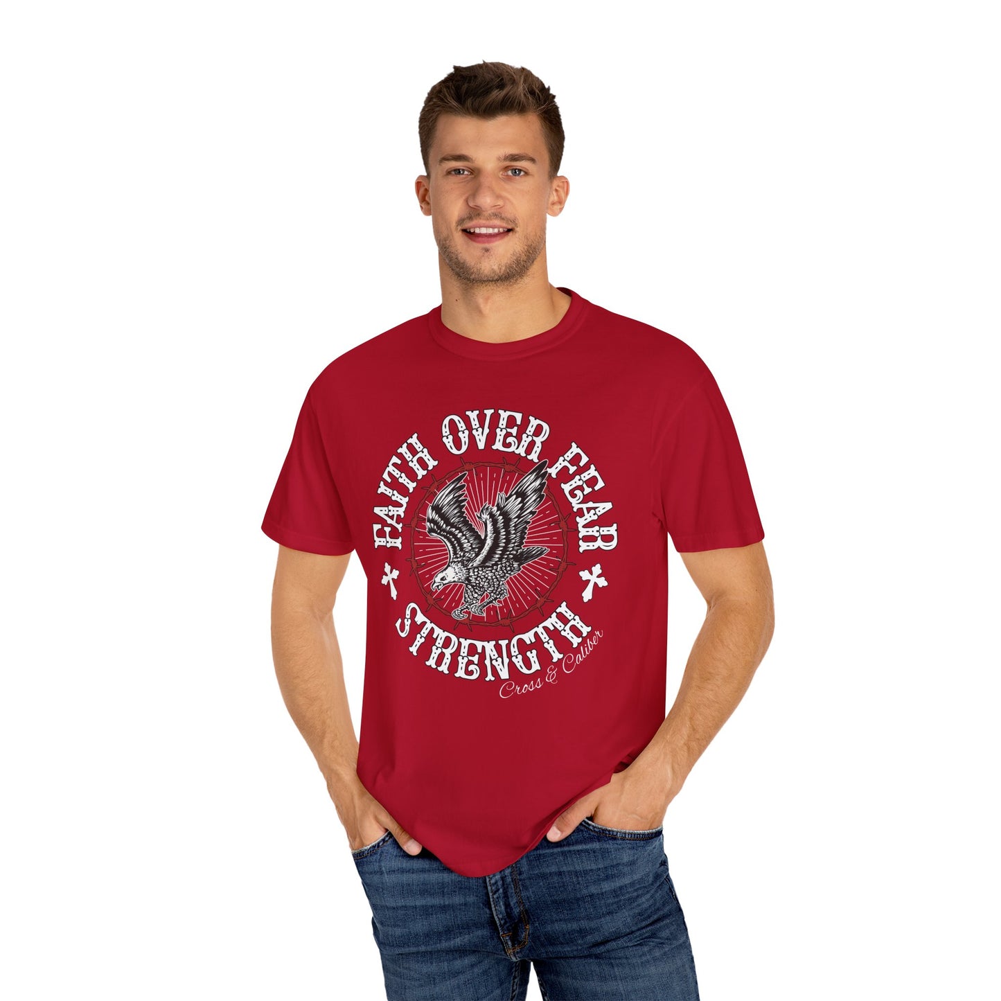 Faith Over Fear Unisex Garment-Dyed T-shirt, Inspirational Tee, Graphic Shirt, Strength Apparel, Motivational Gift, Casual Wear