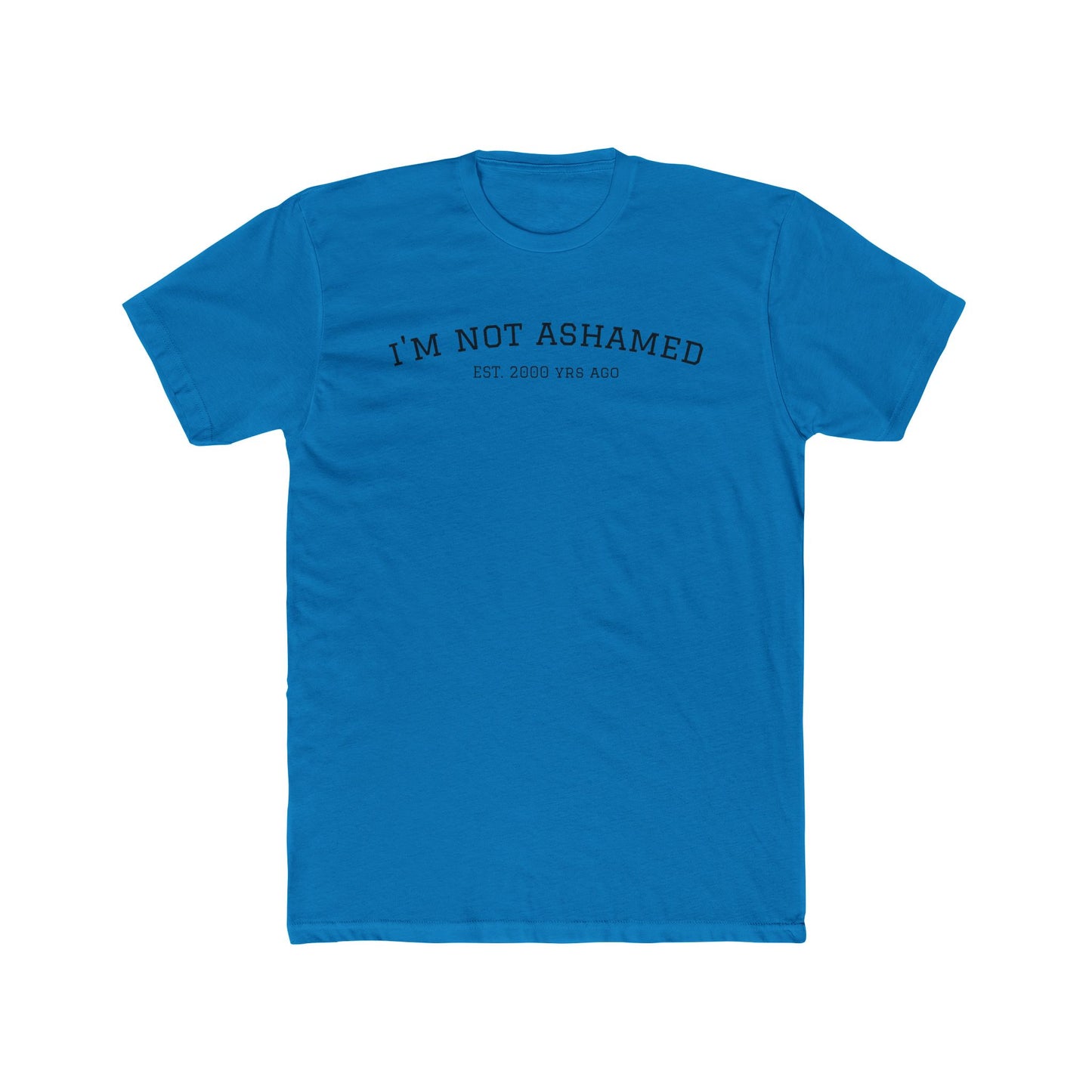 Unisex Cotton Crew Tee - "I'm Not Ashamed" with American Flag Design