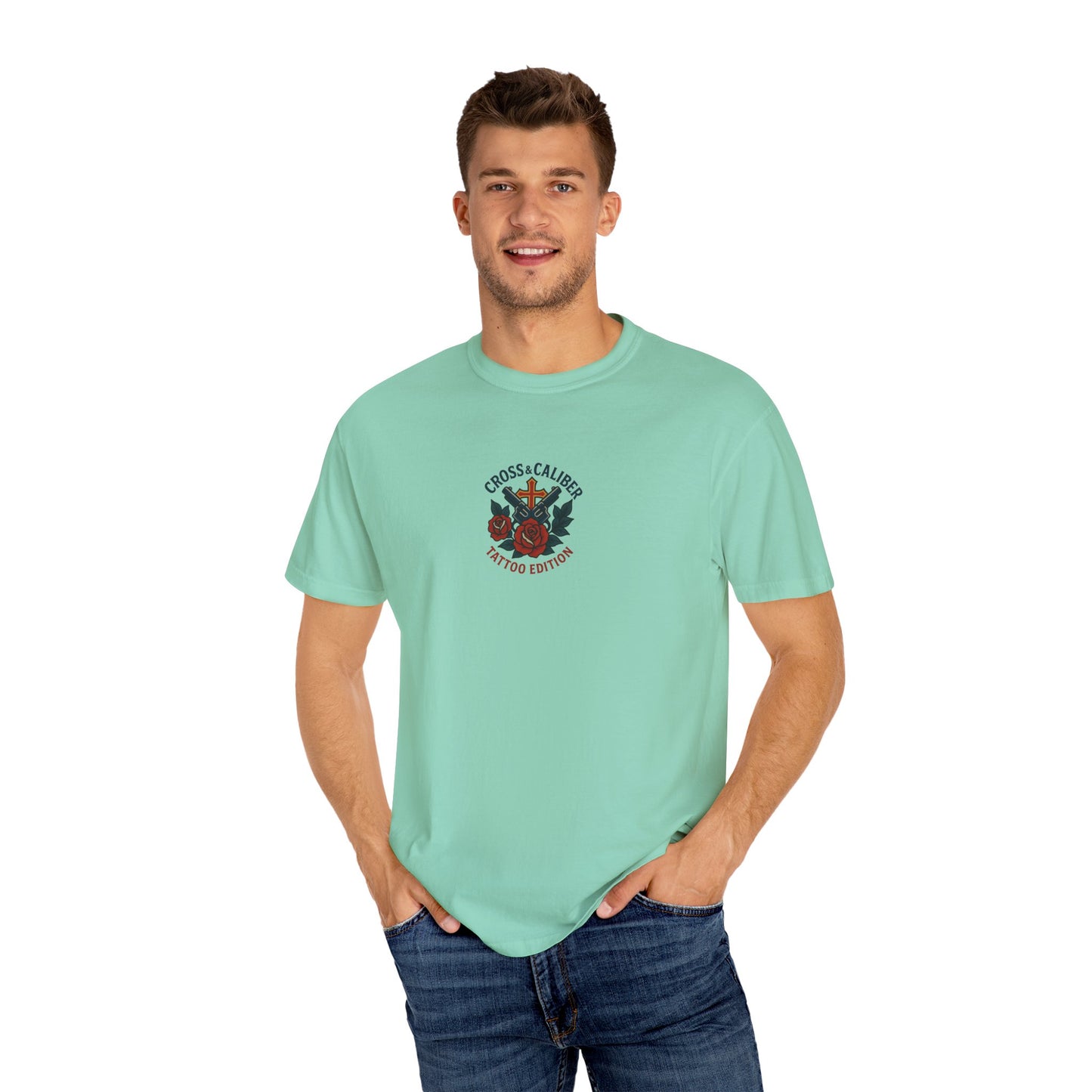 Cross & Caliber Tattoo Edition Unisex T-Shirt - Vintage Style Graphic Tee
