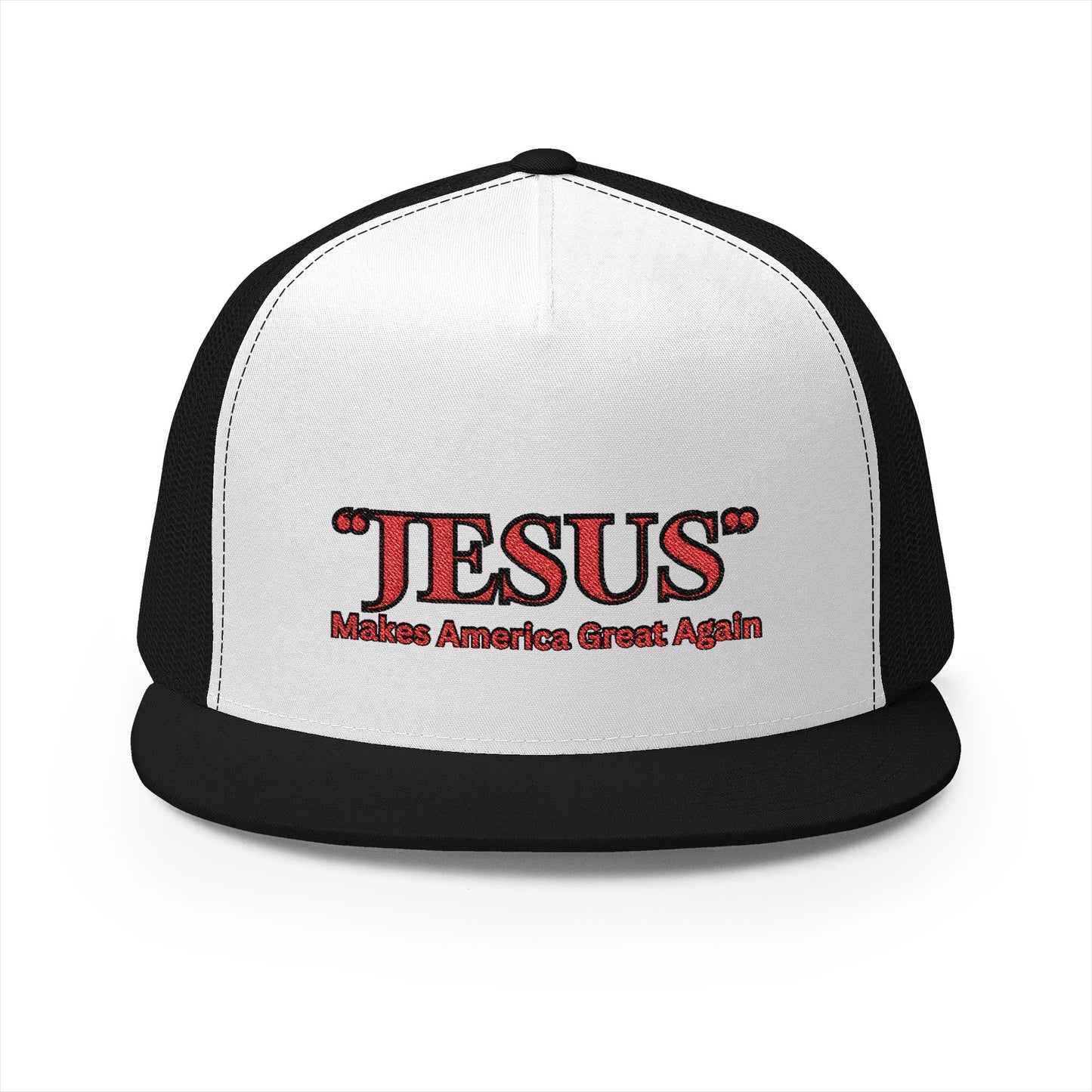 'JESUS' Makes America Great Again-Embroidered 5 Panel Trucker Cap