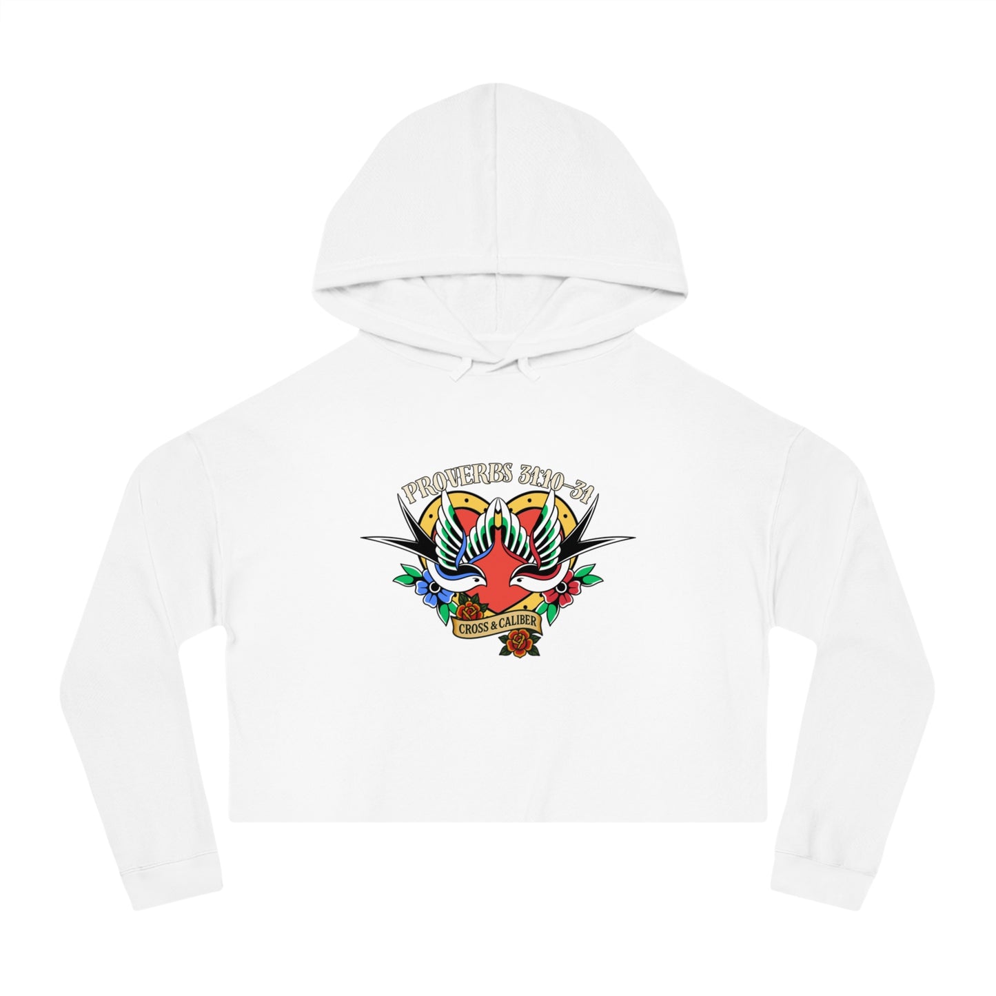 Stylish Women’s Cropped Hooded Sweatshirt with Colorful Tattoo Design - Perfect for Casual Wear & Gifts