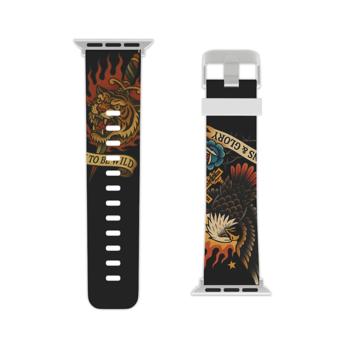 Bold Tattoo-Themed Apple Watch Band - 'Born to Be Wild' Design