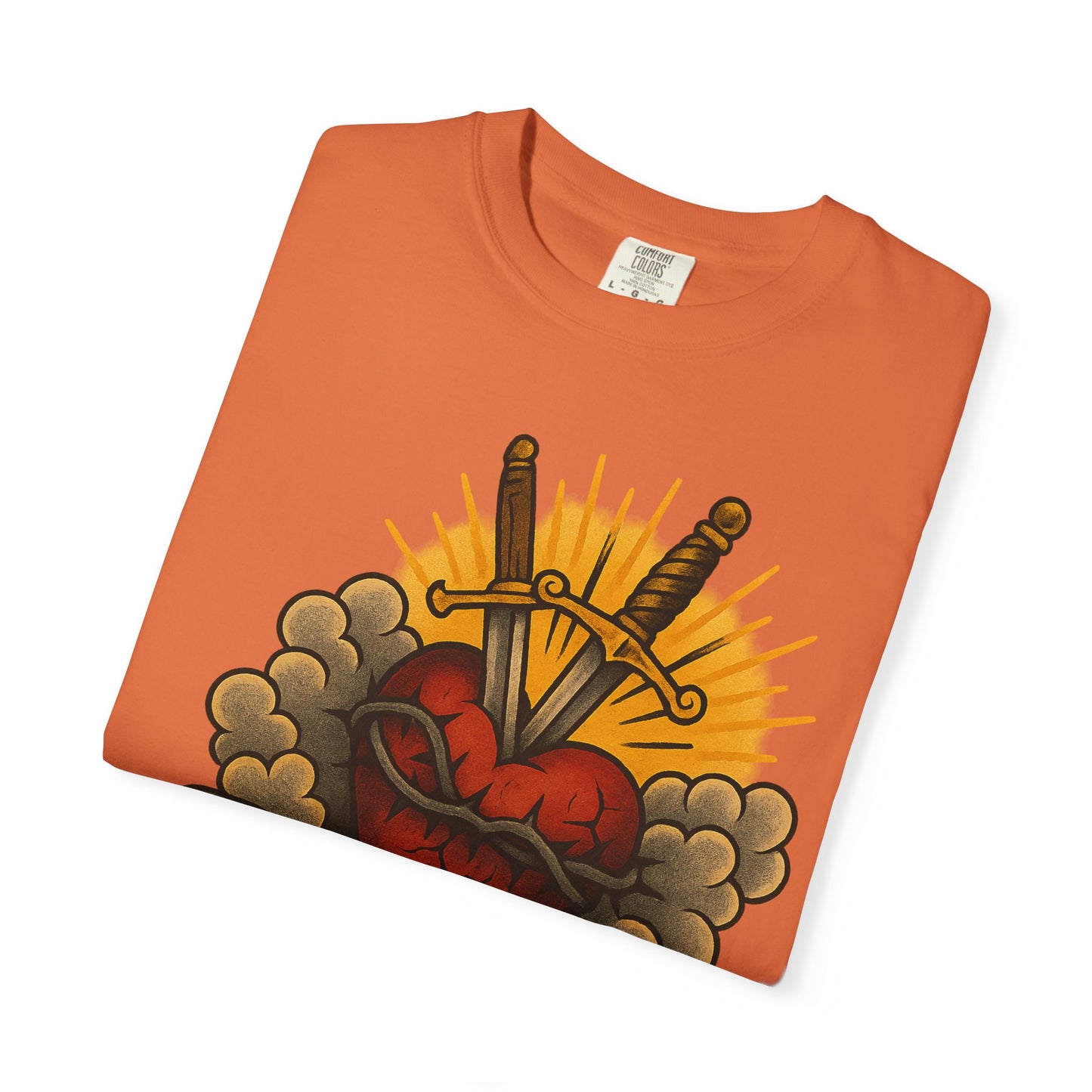 Faith Over Fear Unisex Garment-Dyed T-Shirt - Edgy Heart Design