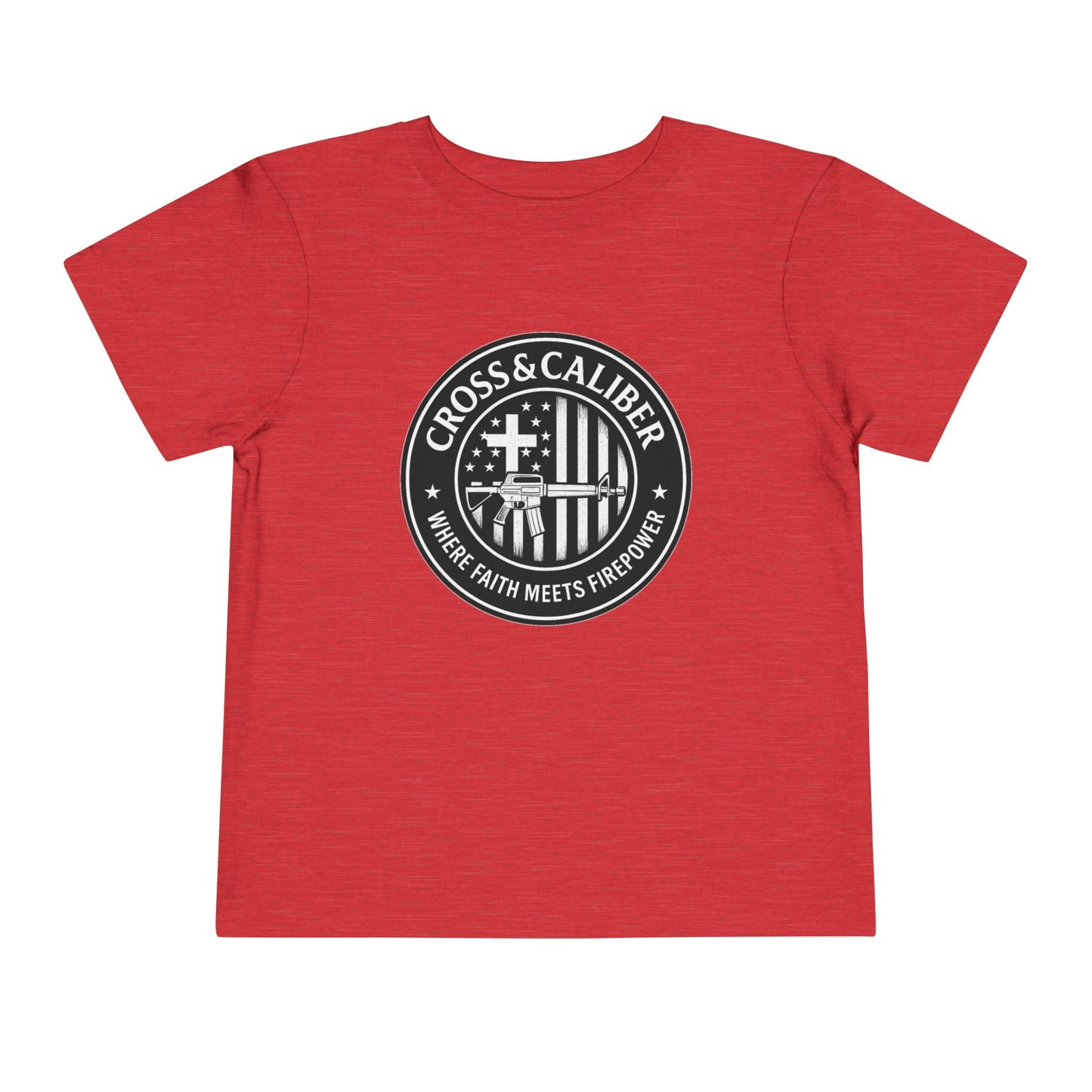 Boys' Faith & Flag Tee - Toddler Short Sleeve Shirt, Kids' Christian Apparel, Patriotic T-Shirt, Gift for Toddlers, Faith-Inspired Clothing