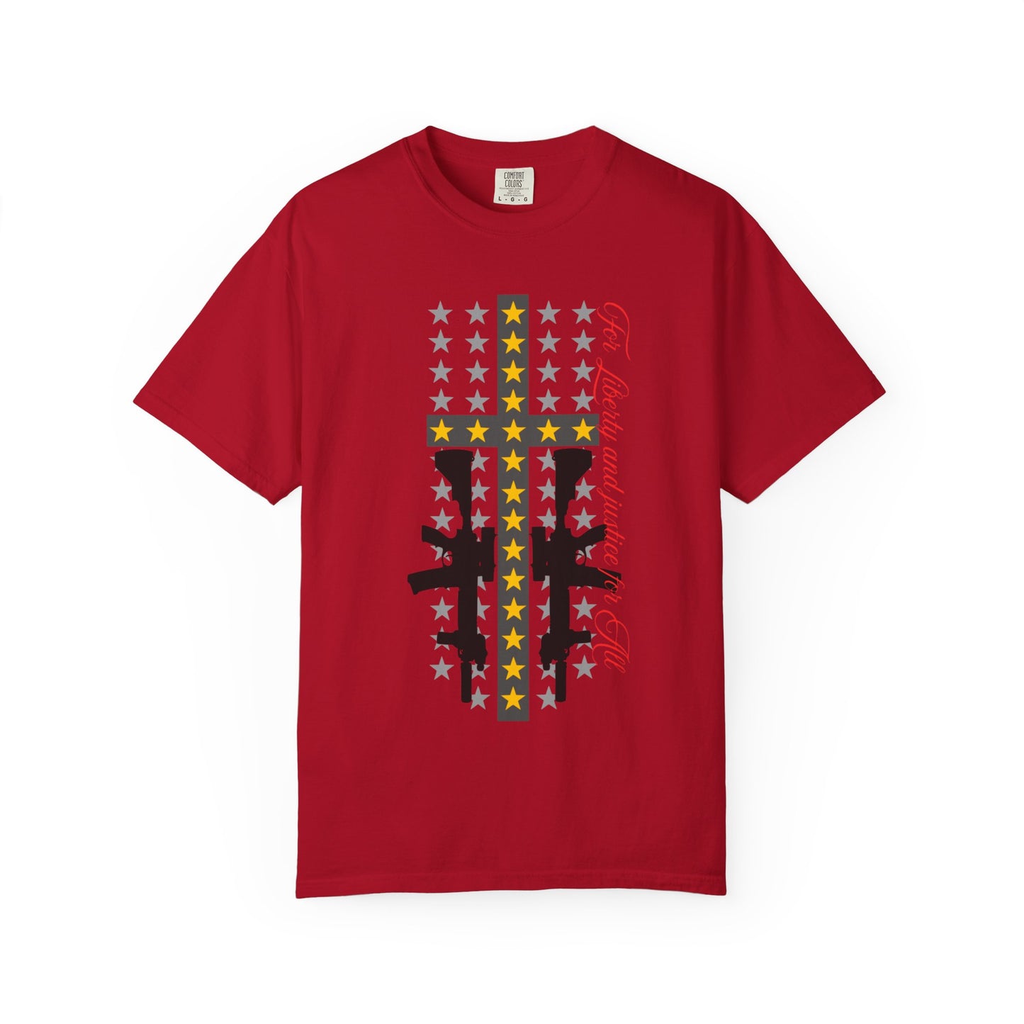 Cross & Guns Graphic Tee, Unisex Fashion Shirt, Casual Wear, Gift for Veterans, Independence Day Apparel, Statement T-shirt