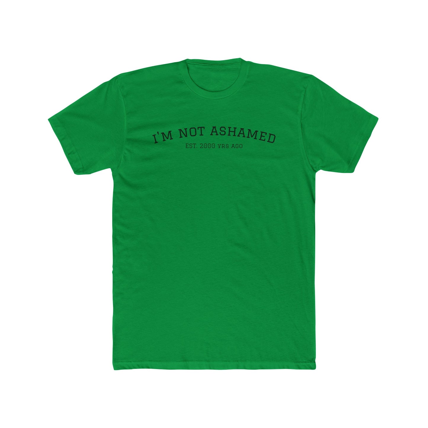 Unisex Cotton Crew Tee - "I'm Not Ashamed" with American Flag Design