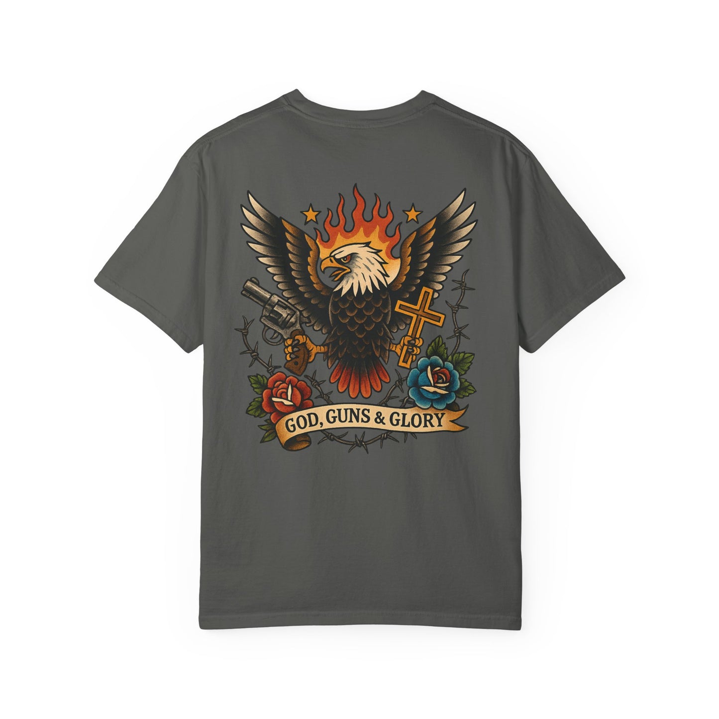 God, Guns & Glory Unisex Garment-Dyed T-Shirt – Vintage Patriotic Style