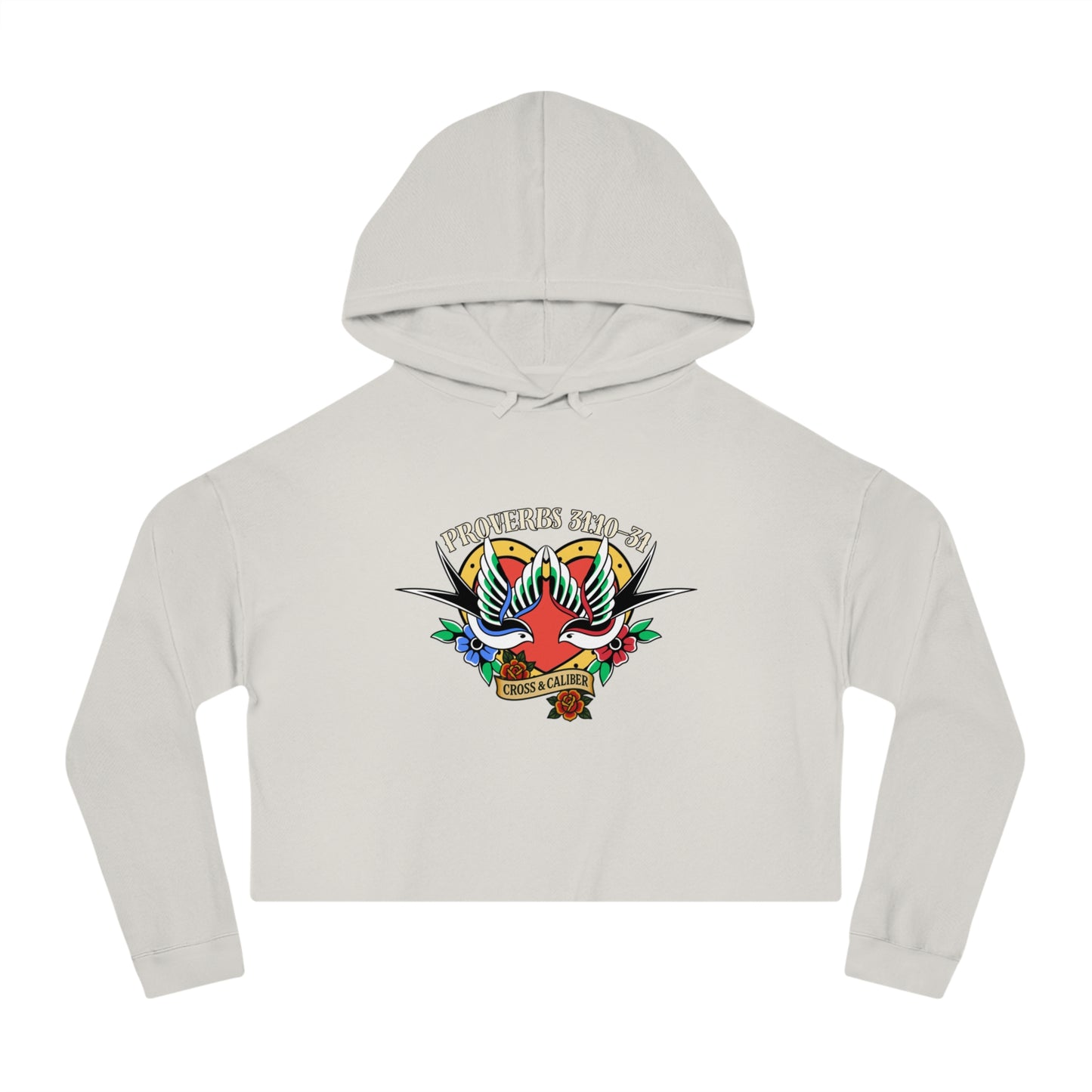 Stylish Women’s Cropped Hooded Sweatshirt with Colorful Tattoo Design - Perfect for Casual Wear & Gifts