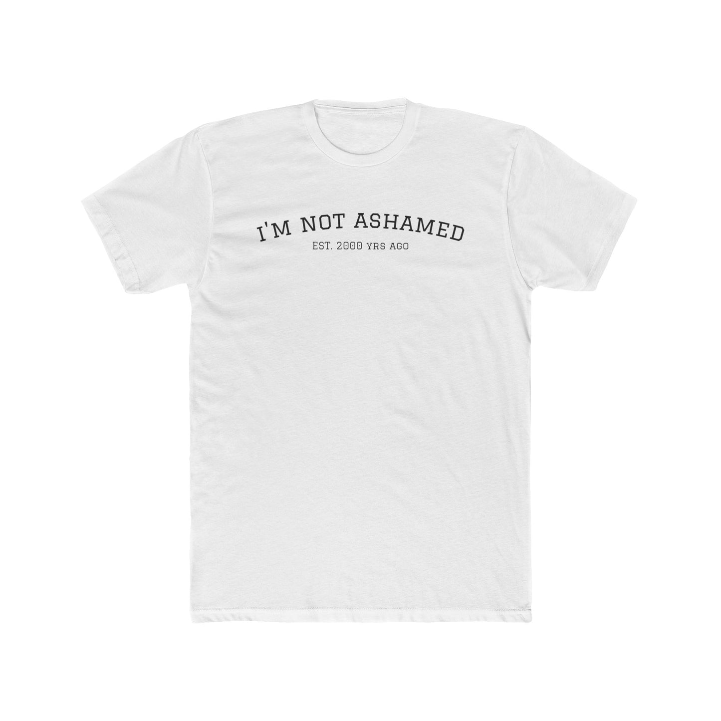 Unisex Cotton Crew Tee - "I'm Not Ashamed" with American Flag Design