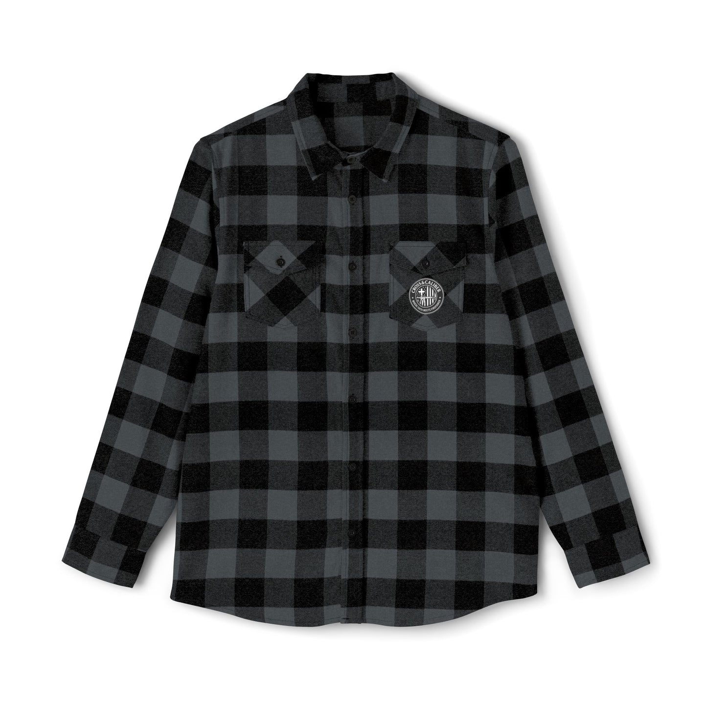 Unisex Flannel Shirt - Cross & Caliber Graphic, Cozy Casual Wear for Any Occasion