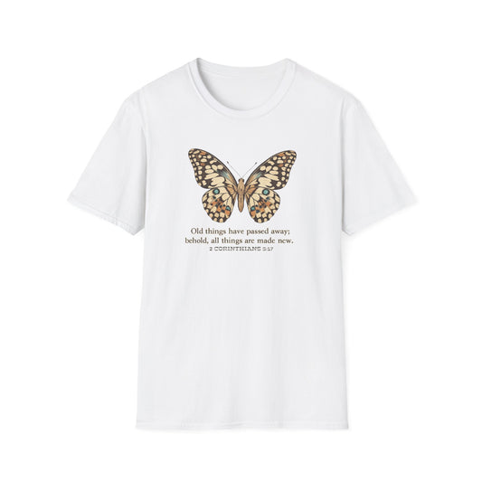 Butterfly Quote T-Shirt — 'Old things have passed away' Inspirational Graphic Tee