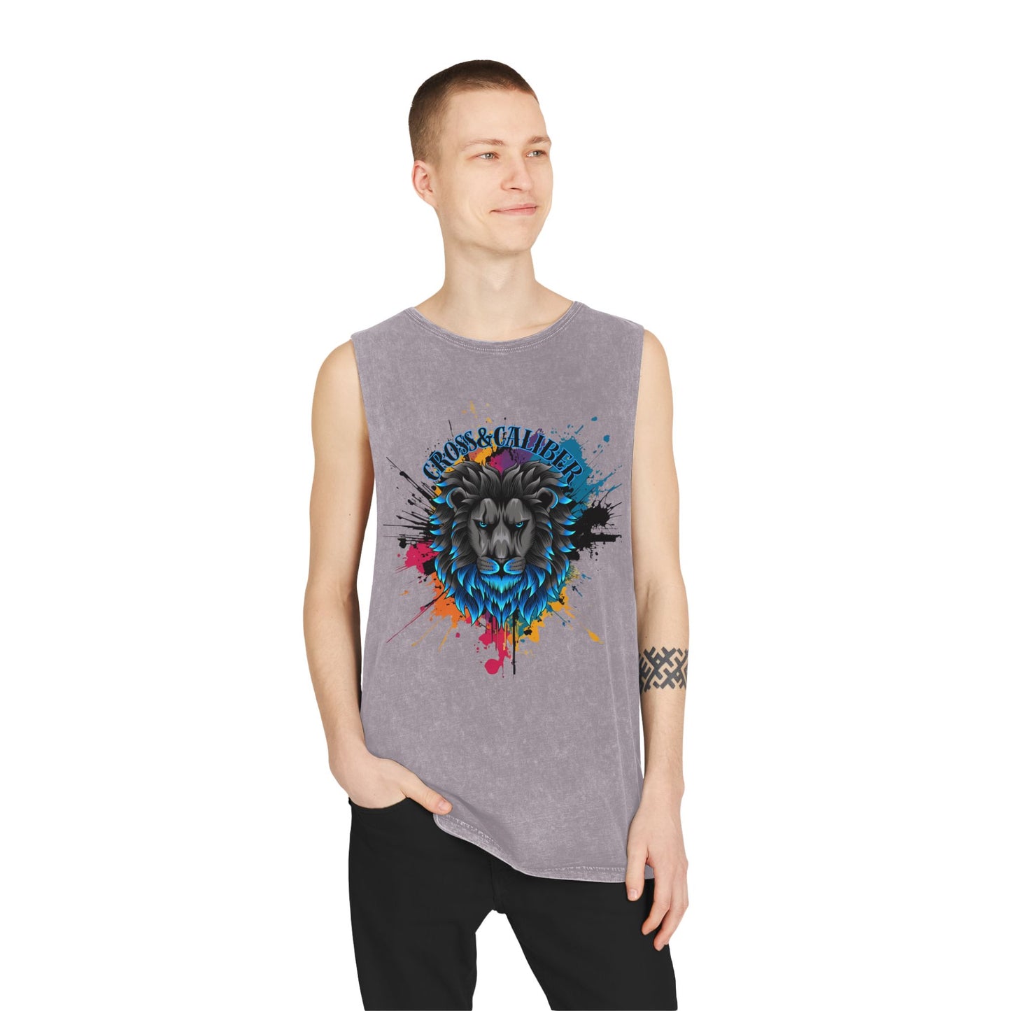 Vibrant Lion Graphic Tank Top, Unisex Summer Wear, Festival Fashion, Beachwear, Graphic Apparel, Gift for Animal Lovers