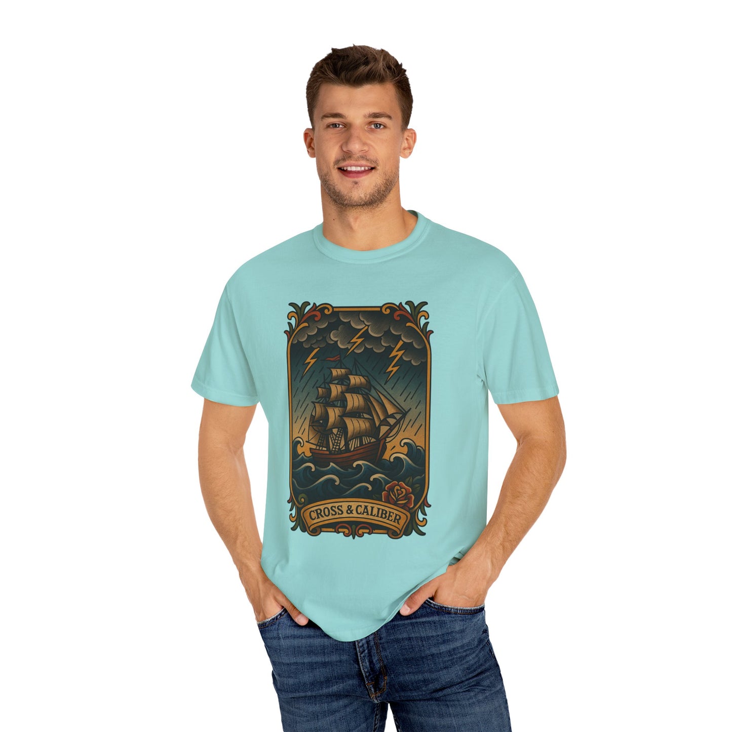 Nautical Tattoo T-Shirt - Cross & Caliber Design