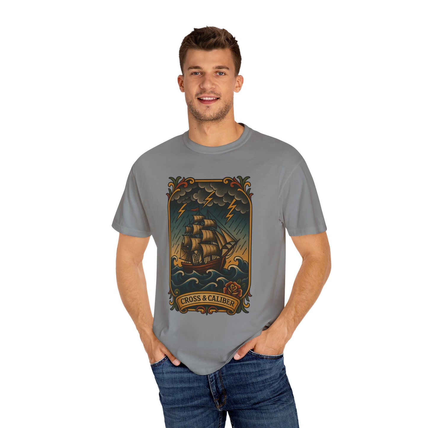 Nautical Tattoo T-Shirt - Cross & Caliber Design