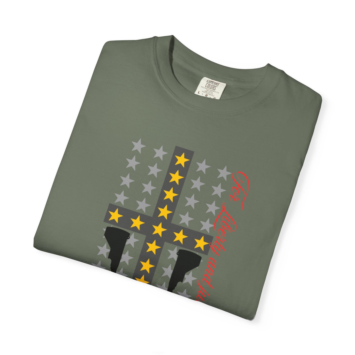 Cross & Guns Graphic Tee, Unisex Fashion Shirt, Casual Wear, Gift for Veterans, Independence Day Apparel, Statement T-shirt