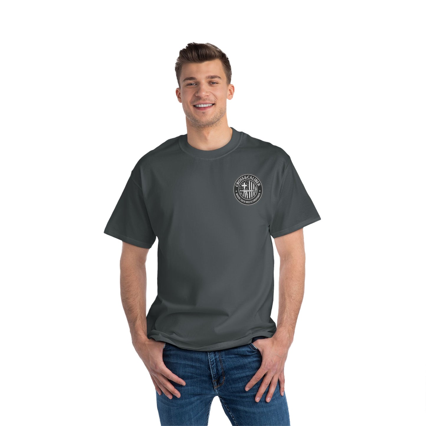 Cross & Caliber Shield Graphic T-Shirt for Casual Style