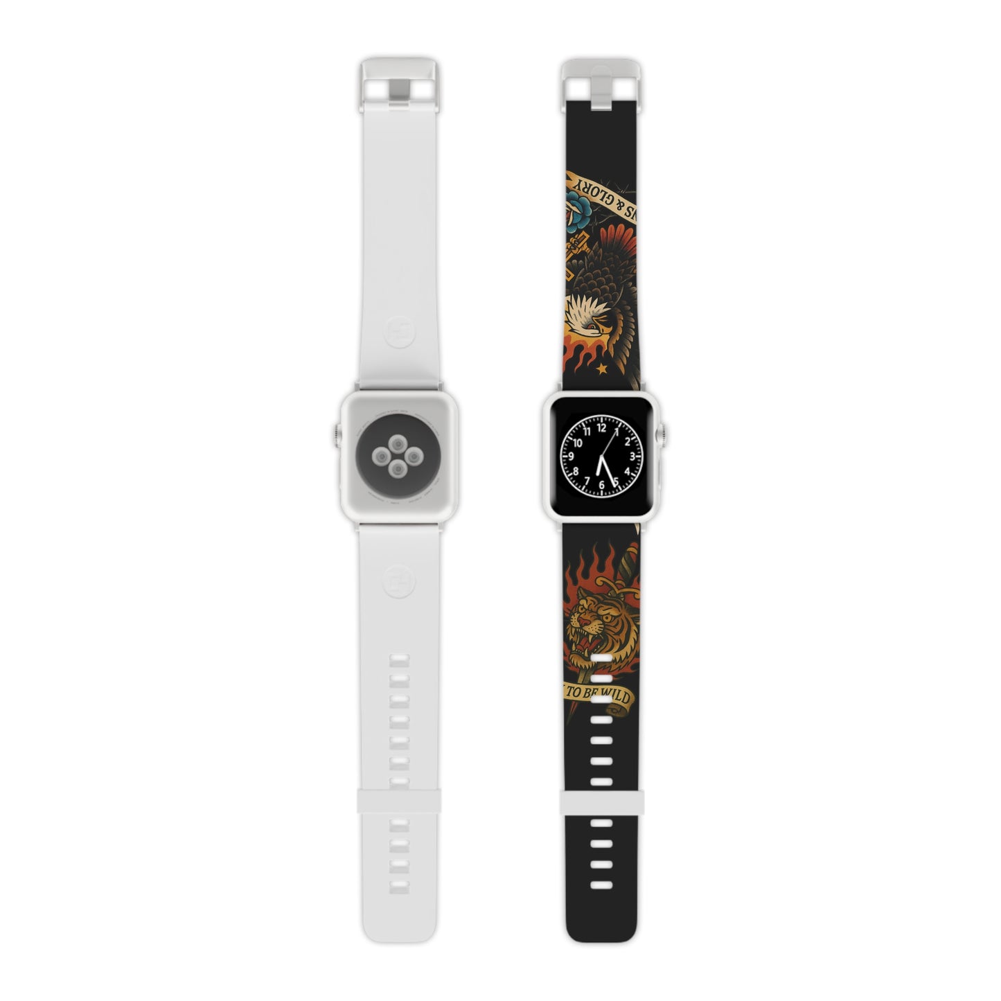 Bold Tattoo-Themed Apple Watch Band - 'Born to Be Wild' Design