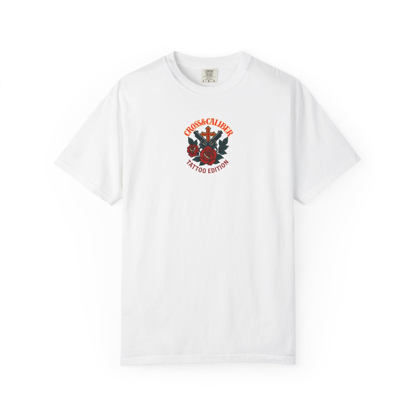 Unisex Tattoo Edition T-Shirt with Cross and Roses - Garment-Dyed for a Vintage Vibe