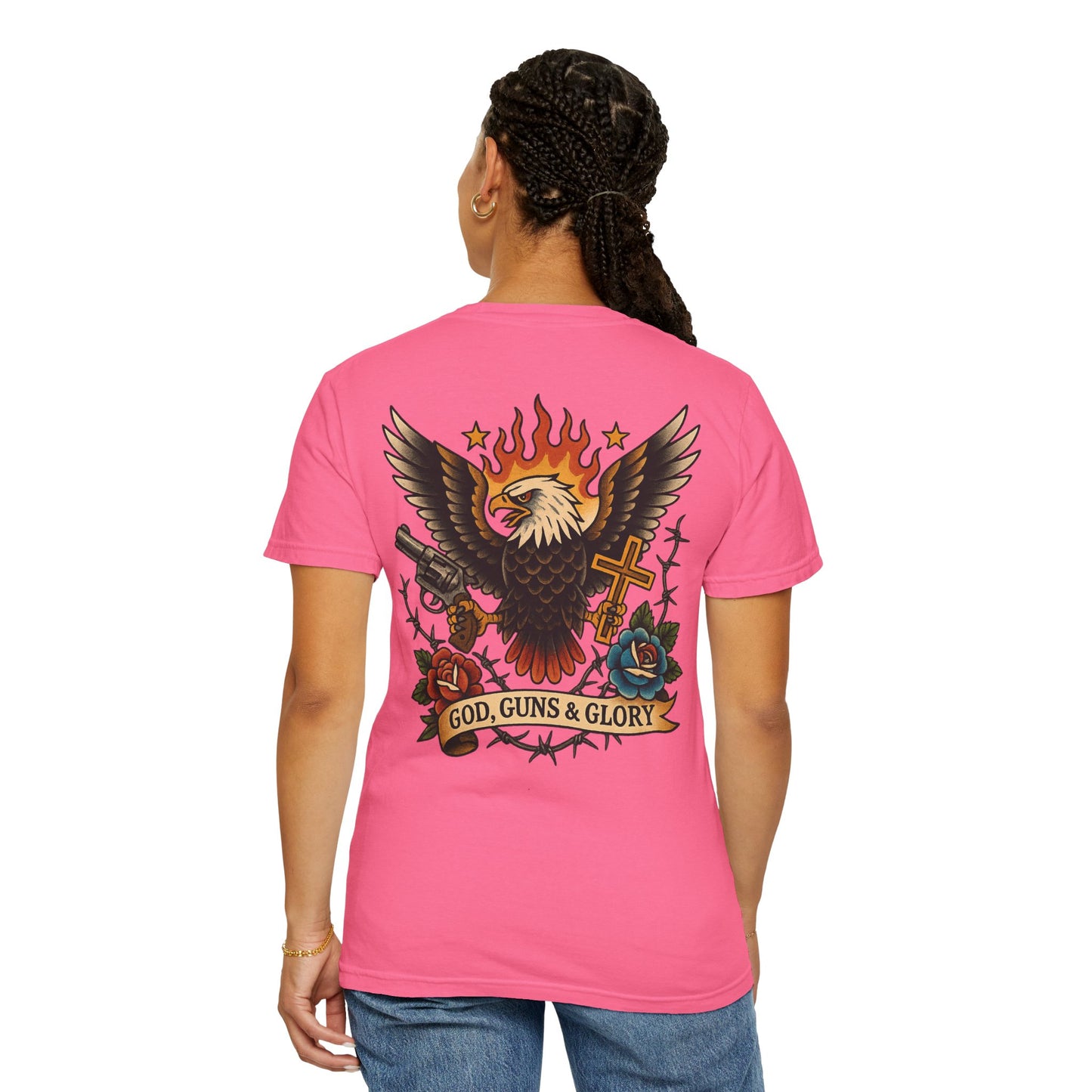 God, Guns & Glory Unisex Garment-Dyed T-Shirt – Vintage Patriotic Style