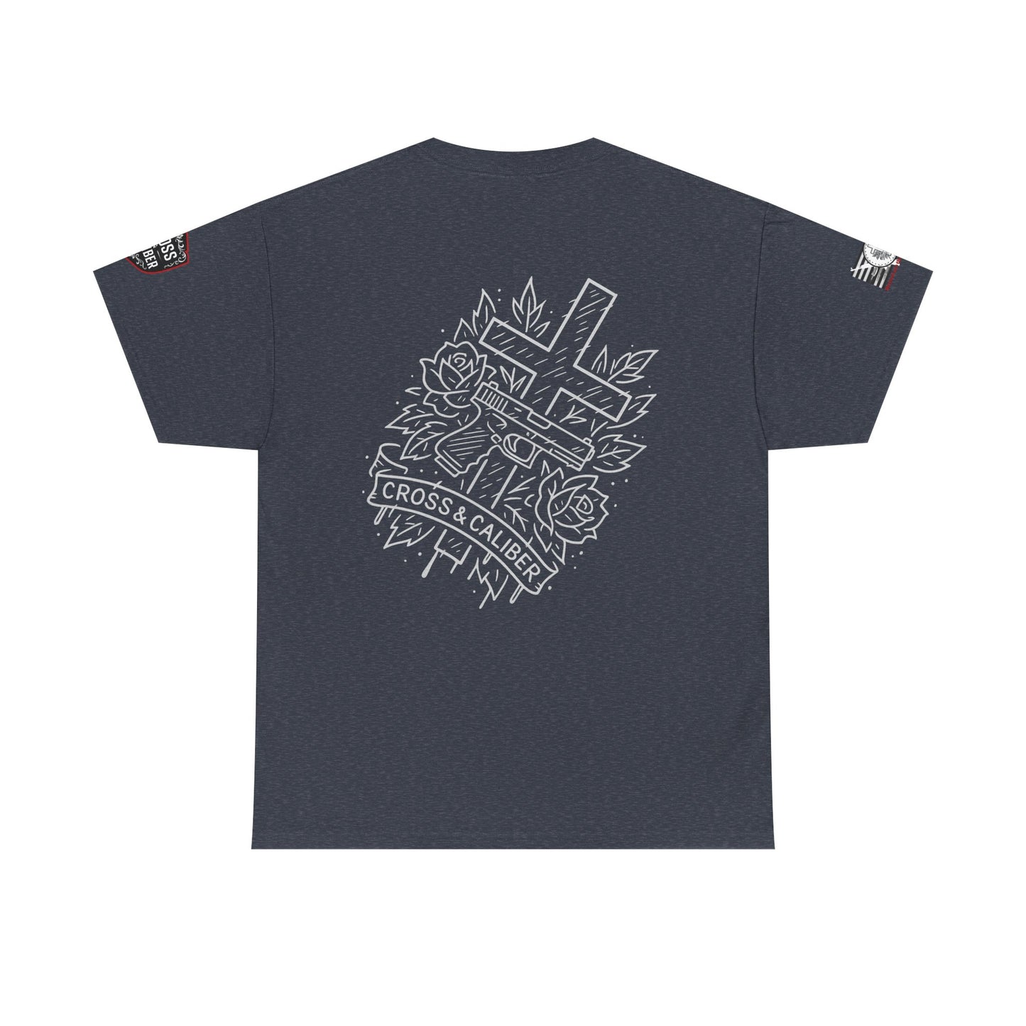 Bold Graphic Unisex Tee with Cross & Caliber Design, Casual Streetwear, Gift for Him or Her, Vintage Inspired T-Shirt,
