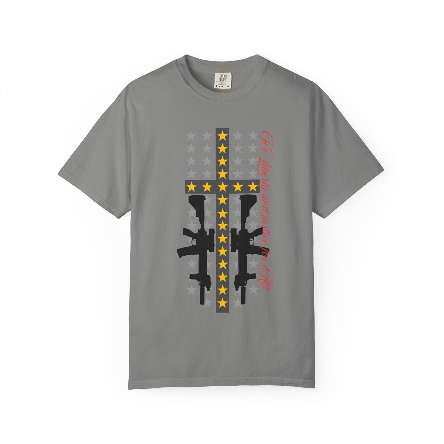 Cross & Guns Graphic Tee, Unisex Fashion Shirt, Casual Wear, Gift for Veterans, Independence Day Apparel, Statement T-shirt