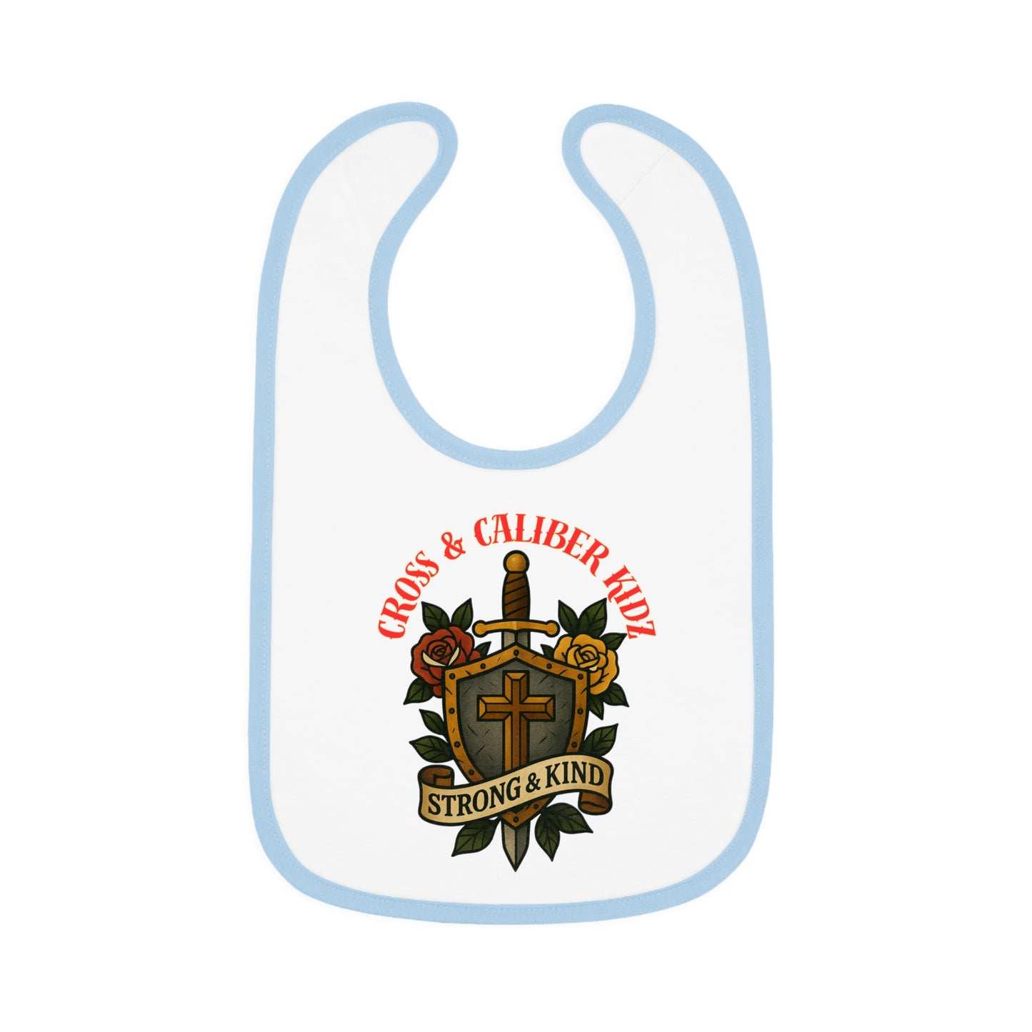 Strong & Kind Baby Bib – Contrast Trim Jersey Design for Toddlers