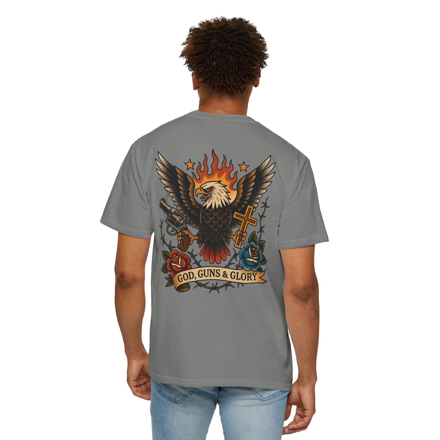 God, Guns & Glory Unisex Garment-Dyed T-Shirt – Vintage Patriotic Style
