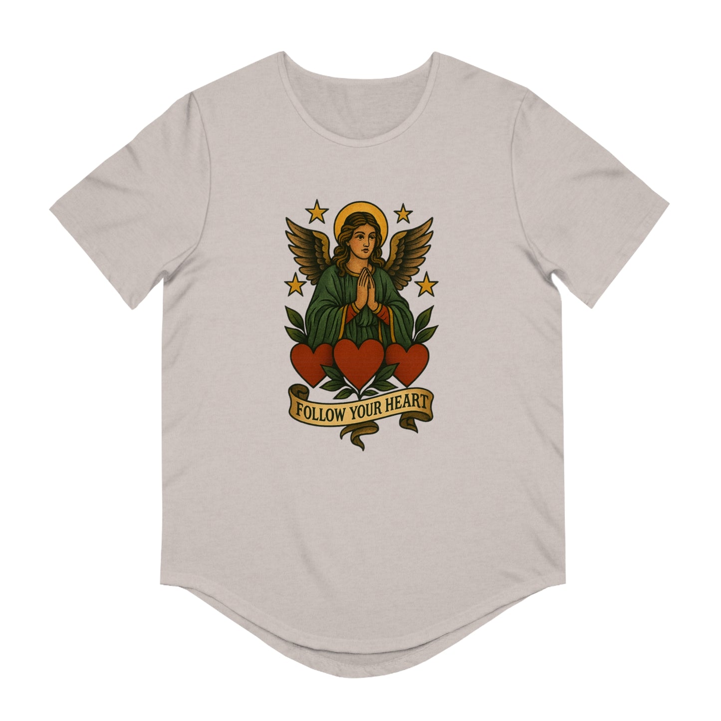 Men's Jersey Curved Hem Tee - Follow Your Heart Design