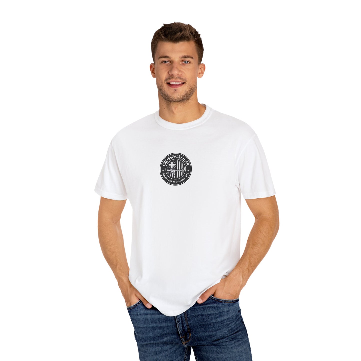 Motorcycle Enthusiast T-Shirt - Cross & Caliber Design with Inspirational Quote