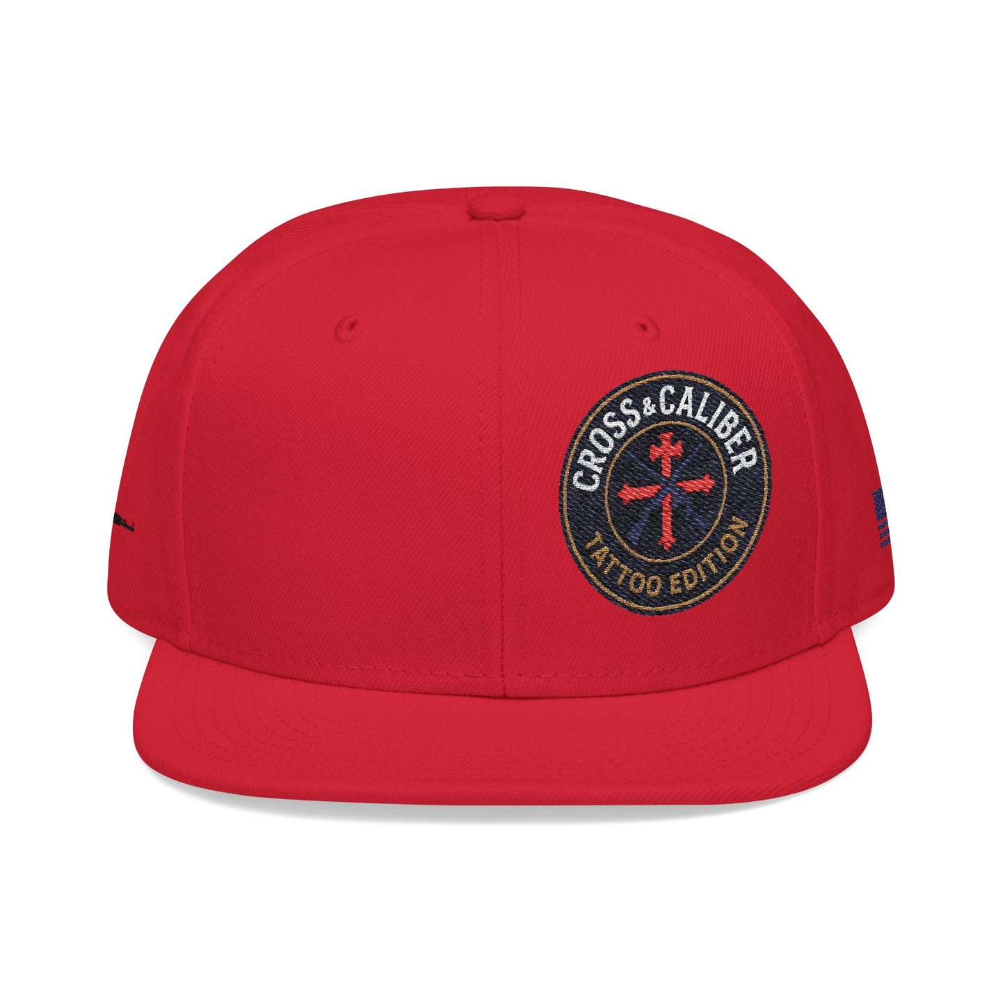 Embroidered Snapback Hat - Cross & Caliber Tattoo Edition