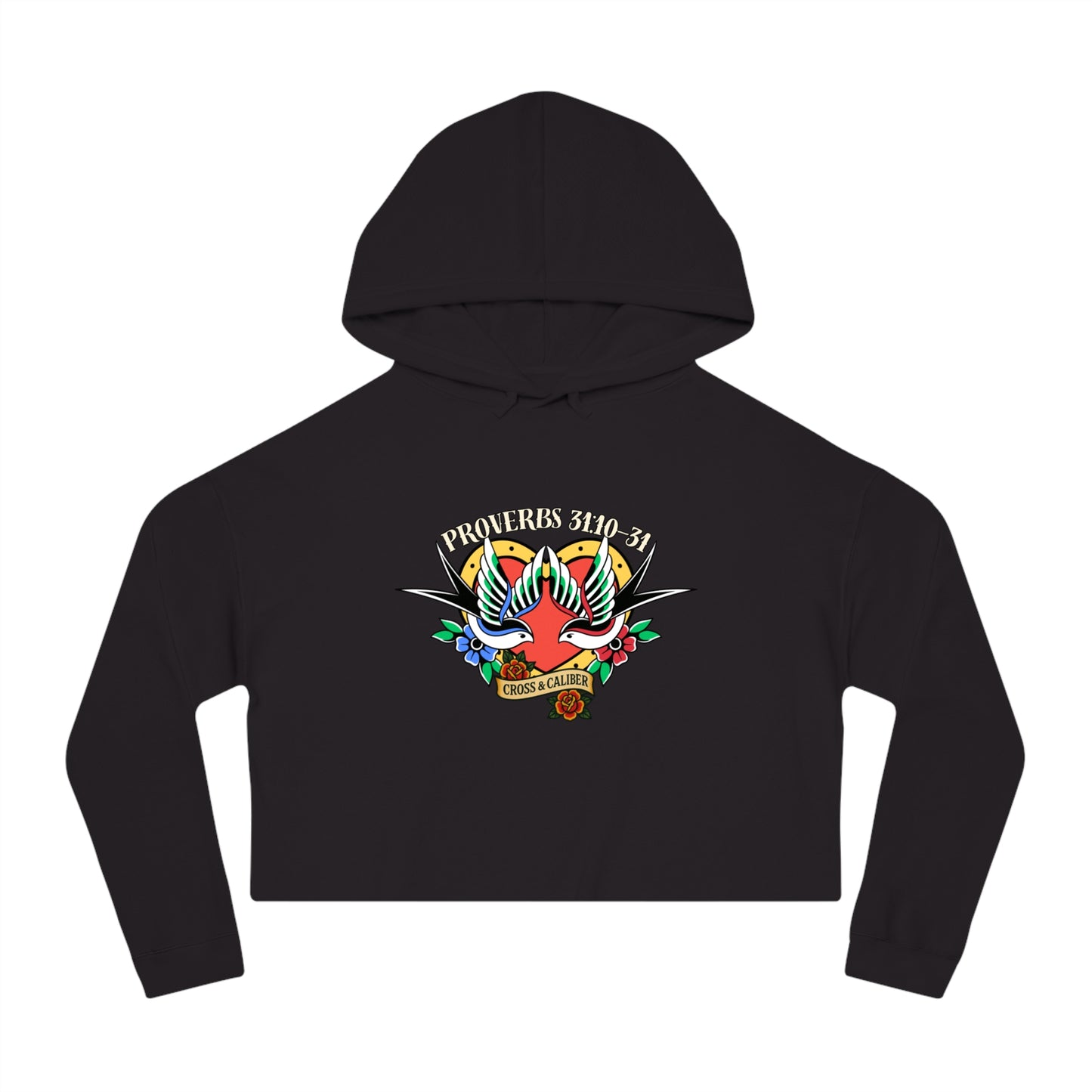 Stylish Women’s Cropped Hooded Sweatshirt with Colorful Tattoo Design - Perfect for Casual Wear & Gifts