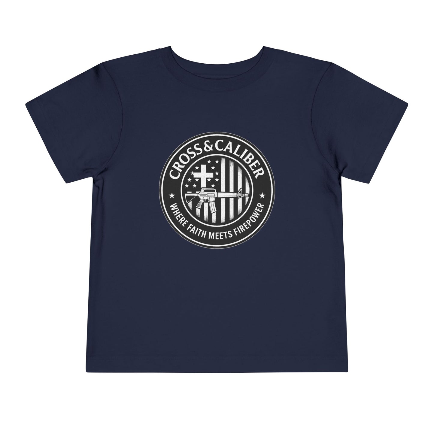 Boys' Faith & Flag Tee - Toddler Short Sleeve Shirt, Kids' Christian Apparel, Patriotic T-Shirt, Gift for Toddlers, Faith-Inspired Clothing