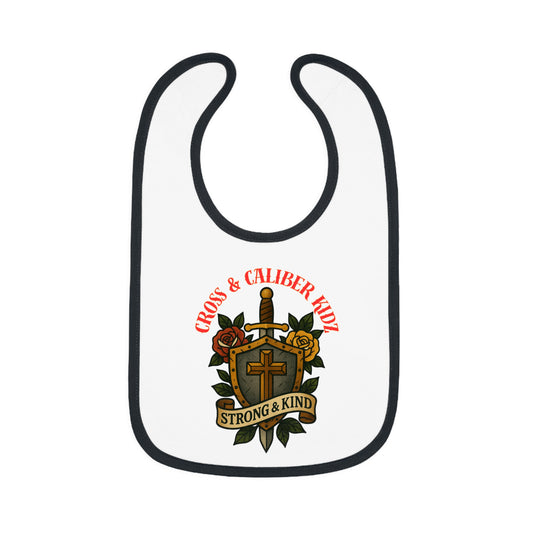 Strong & Kind Baby Bib – Contrast Trim Jersey Design for Toddlers