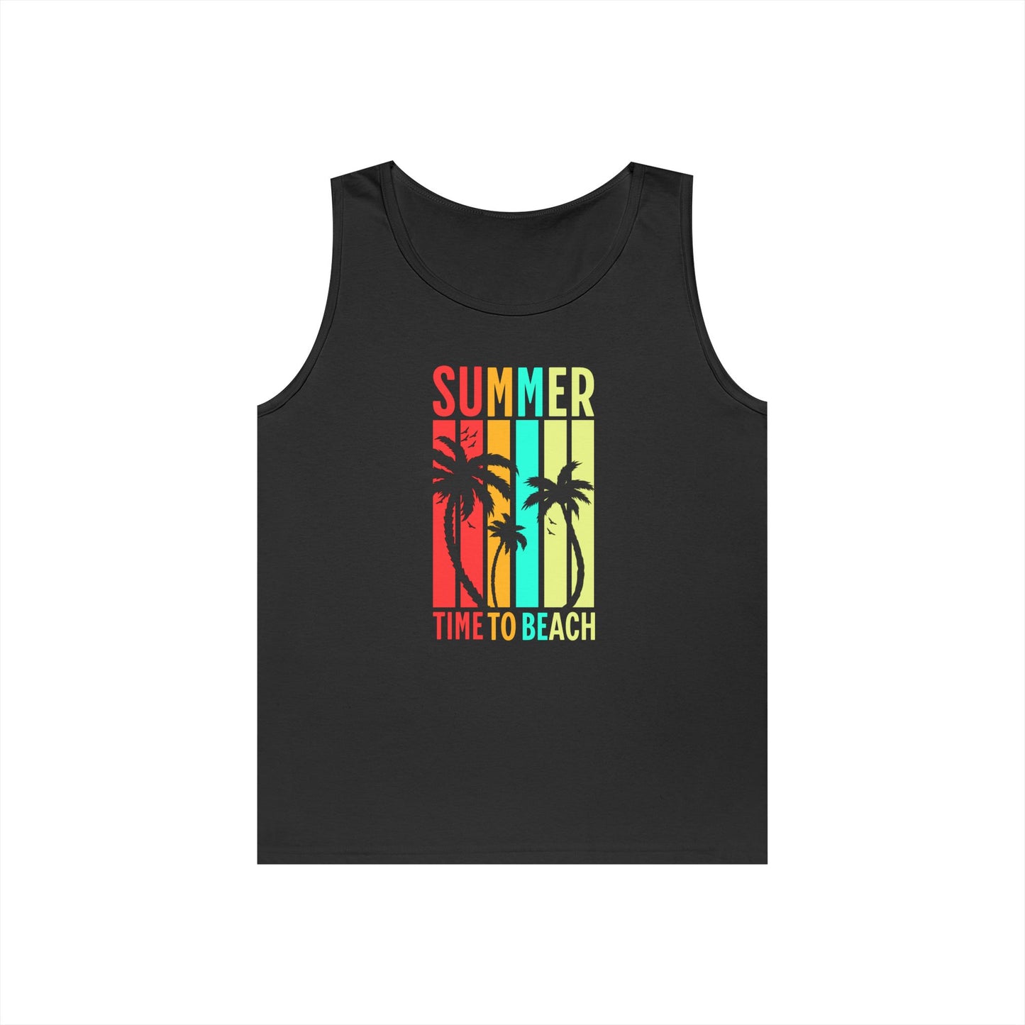 Beach Vibes Unisex Heavy Cotton Tank Top - Summer, Vacation, Pool Party, Tropical Getaway, Gift for Her