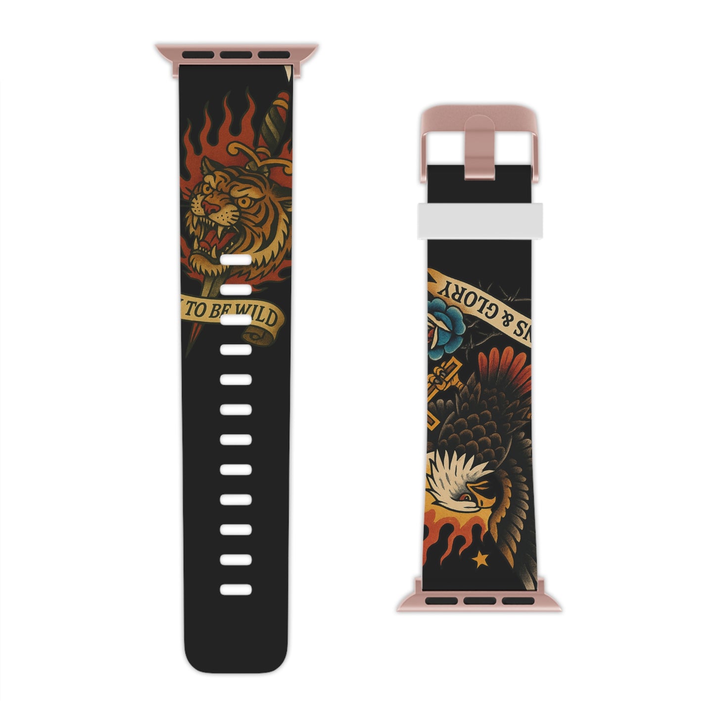 Bold Tattoo-Themed Watch Band - 'Born to Be Wild' Design