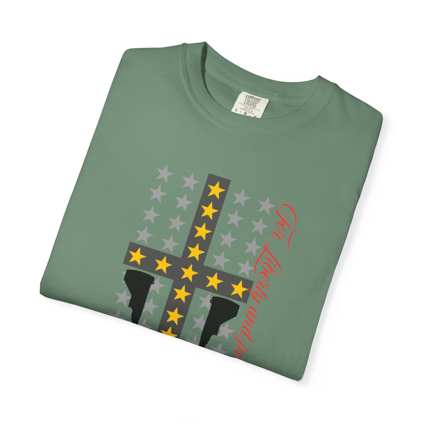 Cross & Guns Graphic Tee, Unisex Fashion Shirt, Casual Wear, Gift for Veterans, Independence Day Apparel, Statement T-shirt