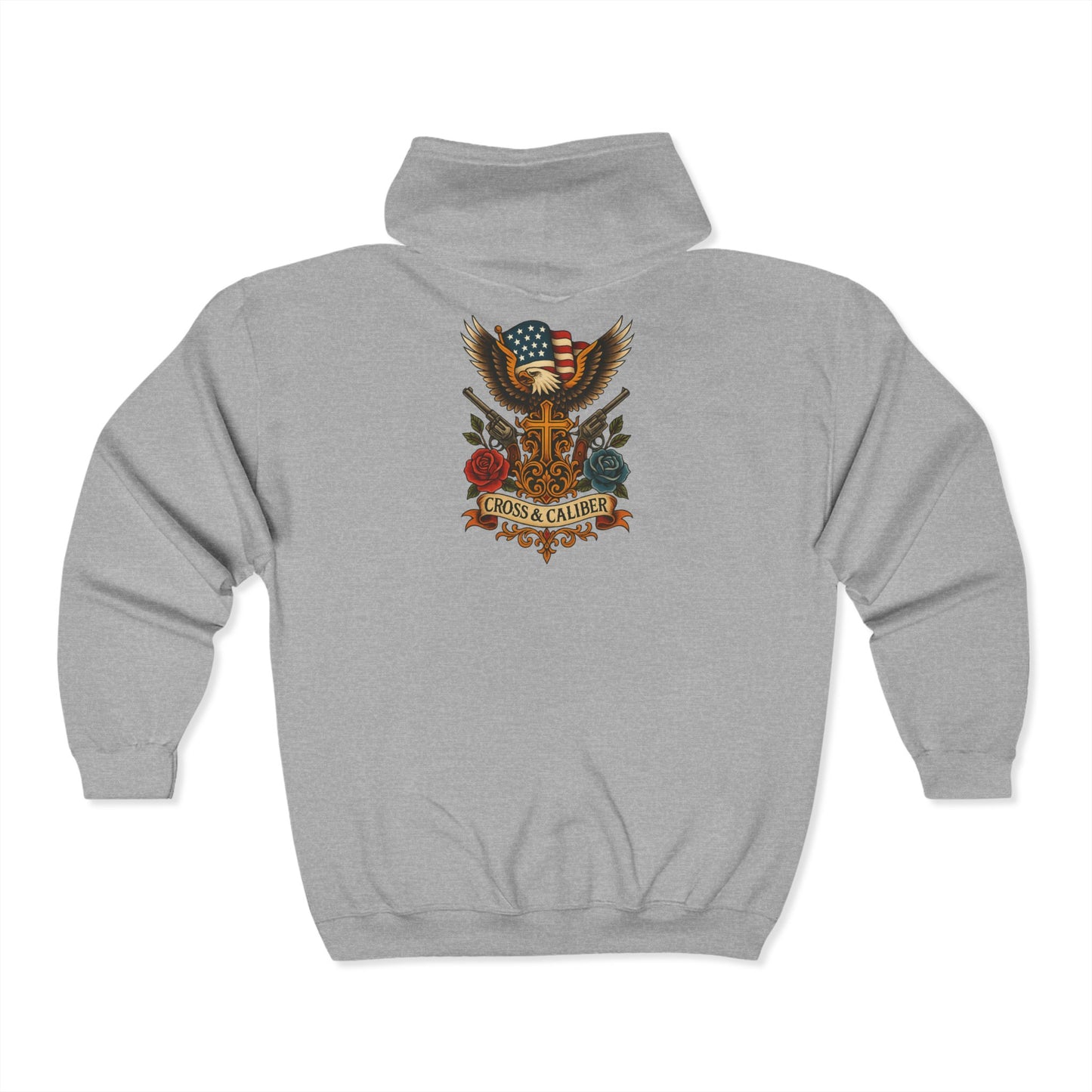 Unisex Heavy Blend™ Full Zip Hoodie - Vintage Eagle Design