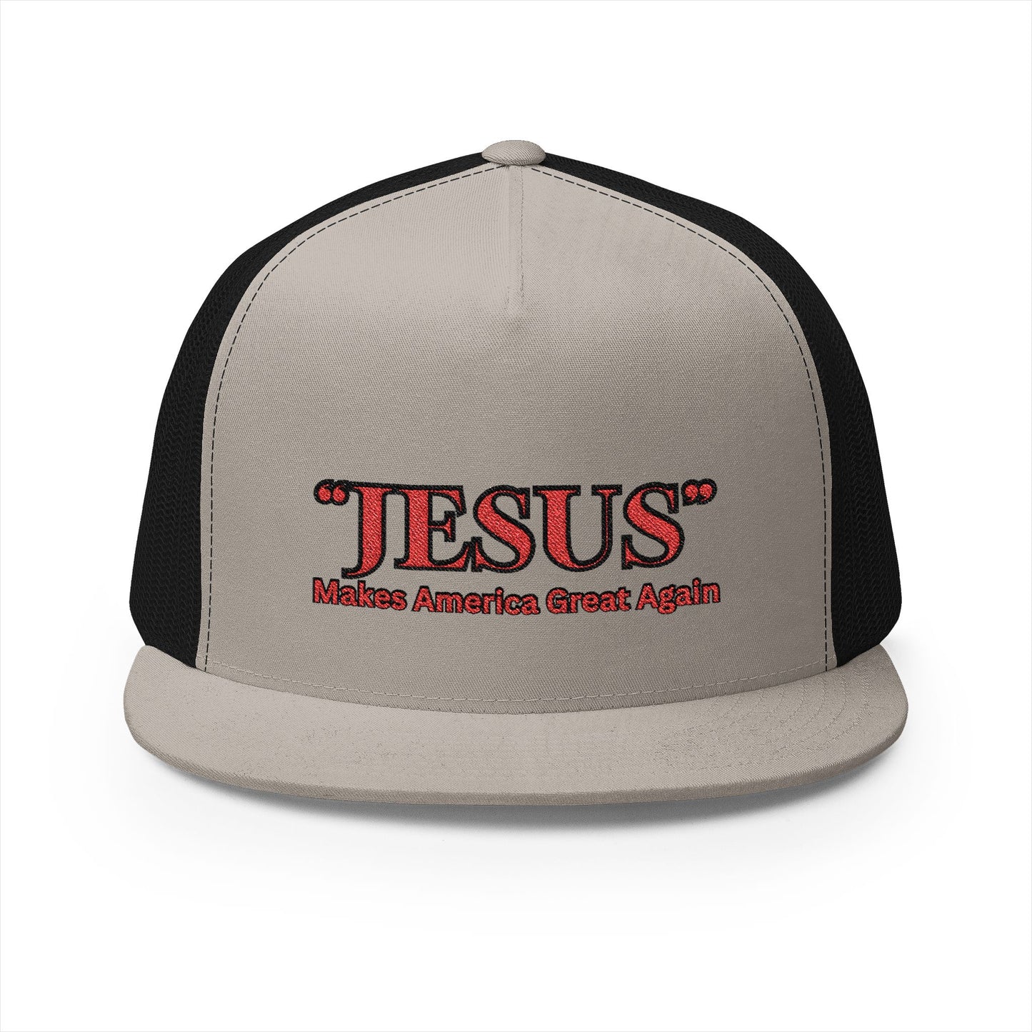 'JESUS' Makes America Great Again-Embroidered 5 Panel Trucker Cap