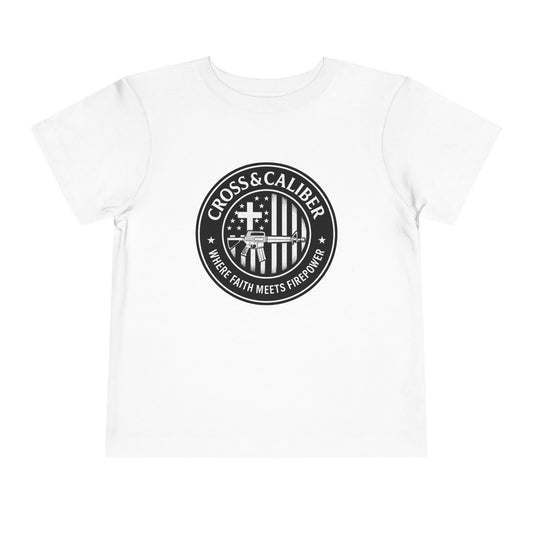 Boys' Faith & Flag Tee - Toddler Short Sleeve Shirt, Kids' Christian Apparel, Patriotic T-Shirt, Gift for Toddlers, Faith-Inspired Clothing