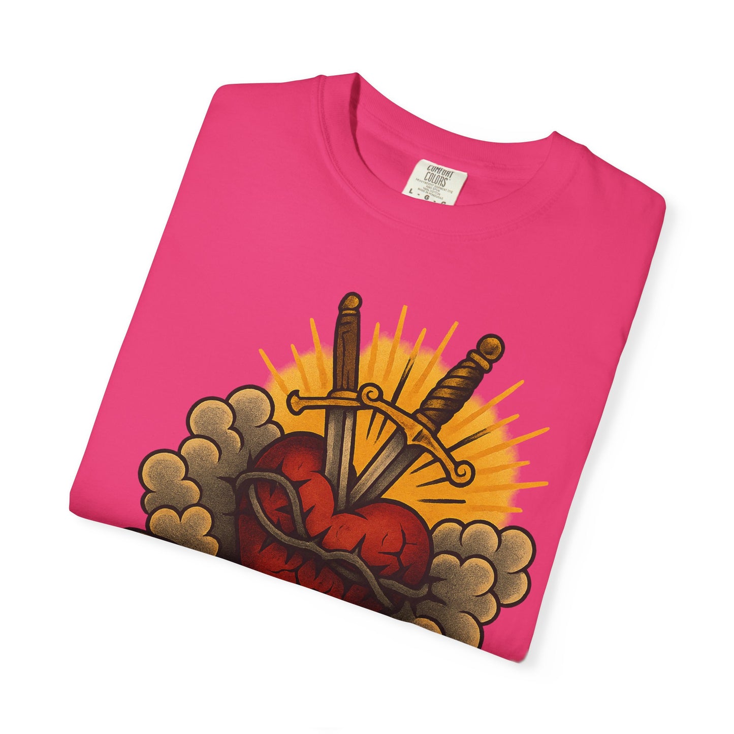 Faith Over Fear Unisex Garment-Dyed T-Shirt - Edgy Heart Design