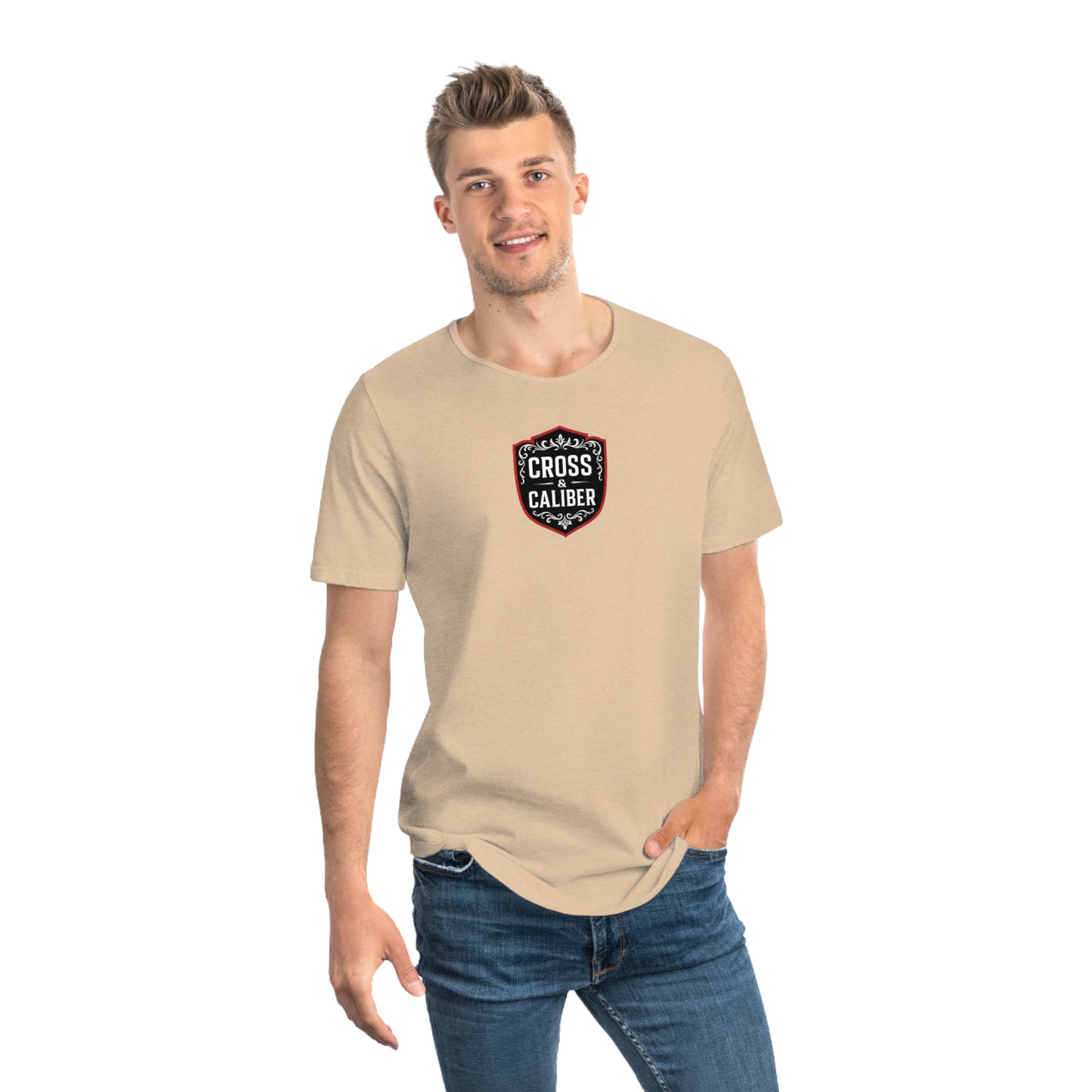 Men's Curved Hem Tee - Casual Streetwear, Worship Warfare Graphic, Gift for Him, Summer Style, Everyday Wear, Unique Design