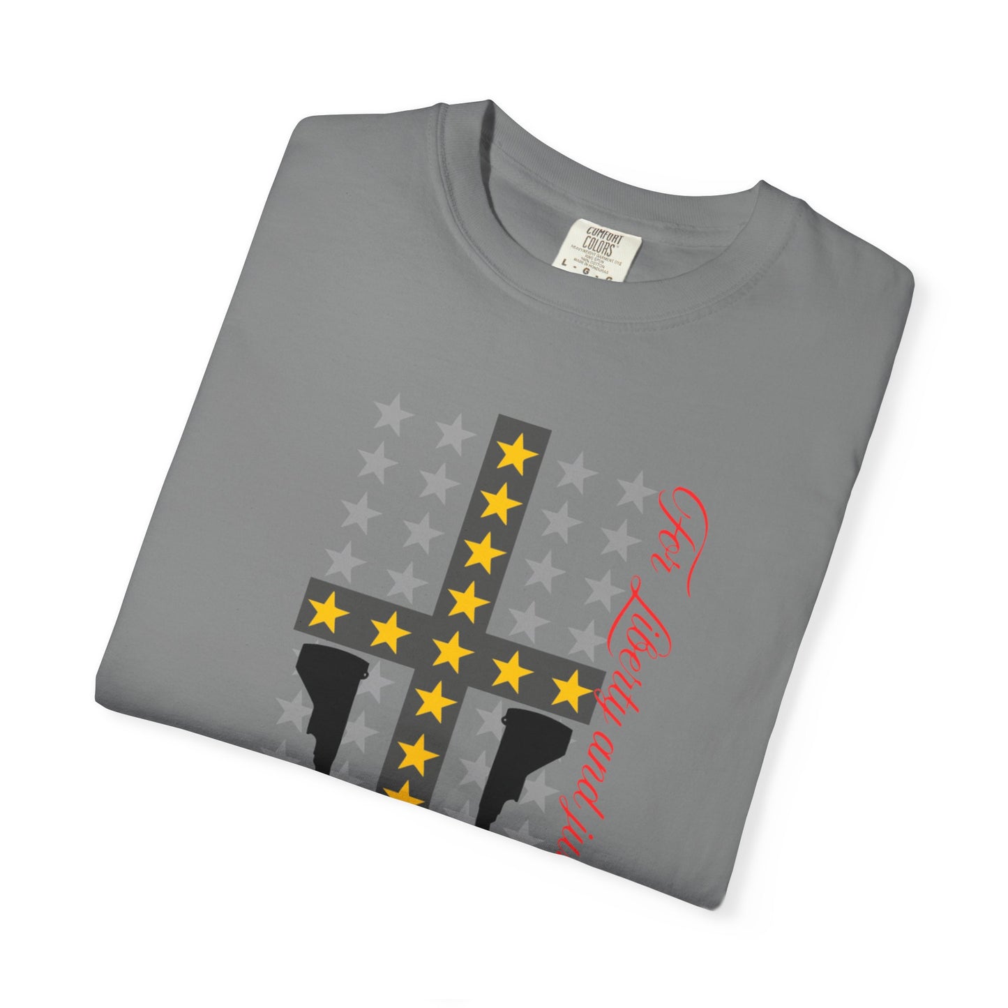 Cross & Guns Graphic Tee, Unisex Fashion Shirt, Casual Wear, Gift for Veterans, Independence Day Apparel, Statement T-shirt